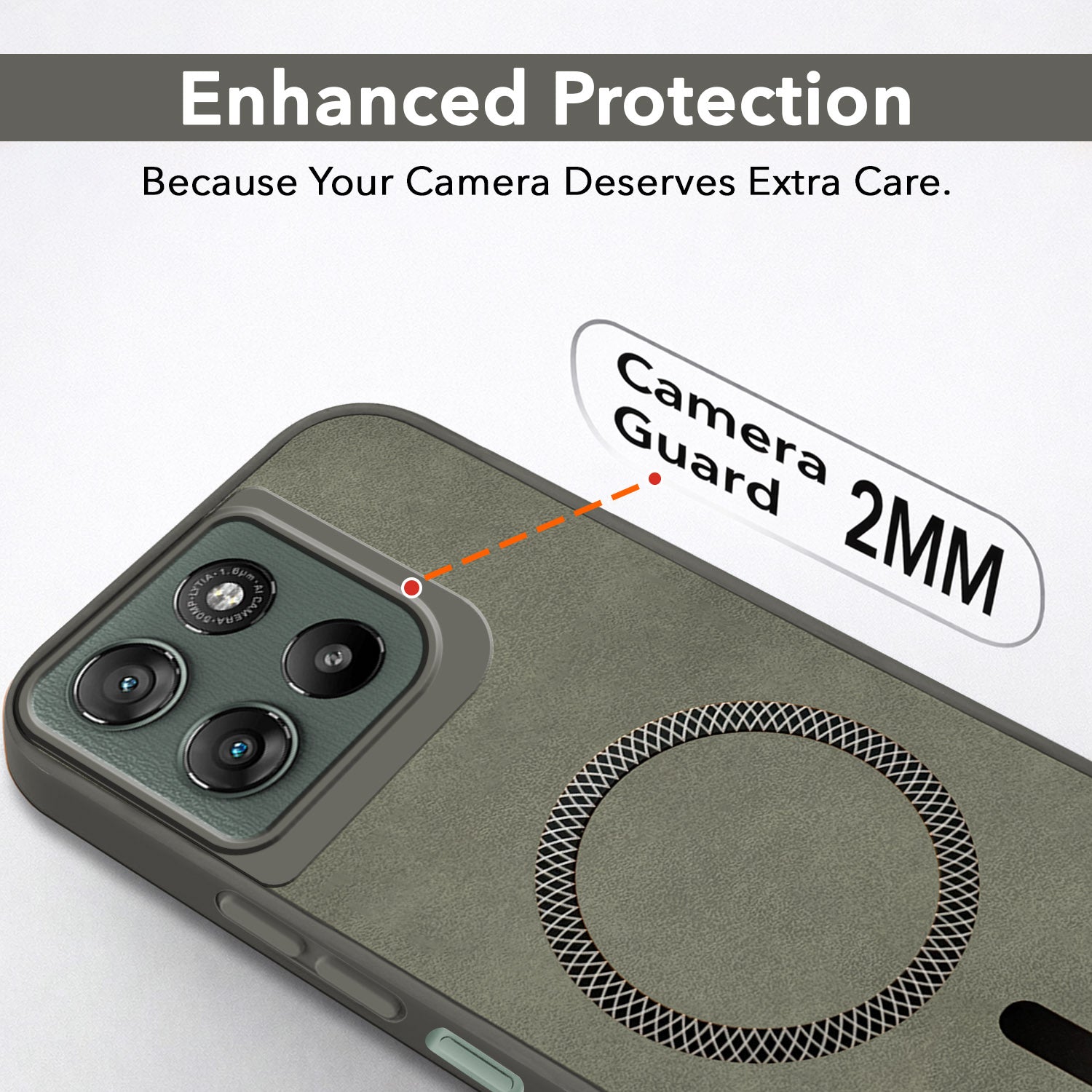For Motorola Moto G67 Power | G57 Power Back Cover Case Leather Finish (MagSafe Compatible Wireless Charging | Soft Touch | Camera Bump Protection)