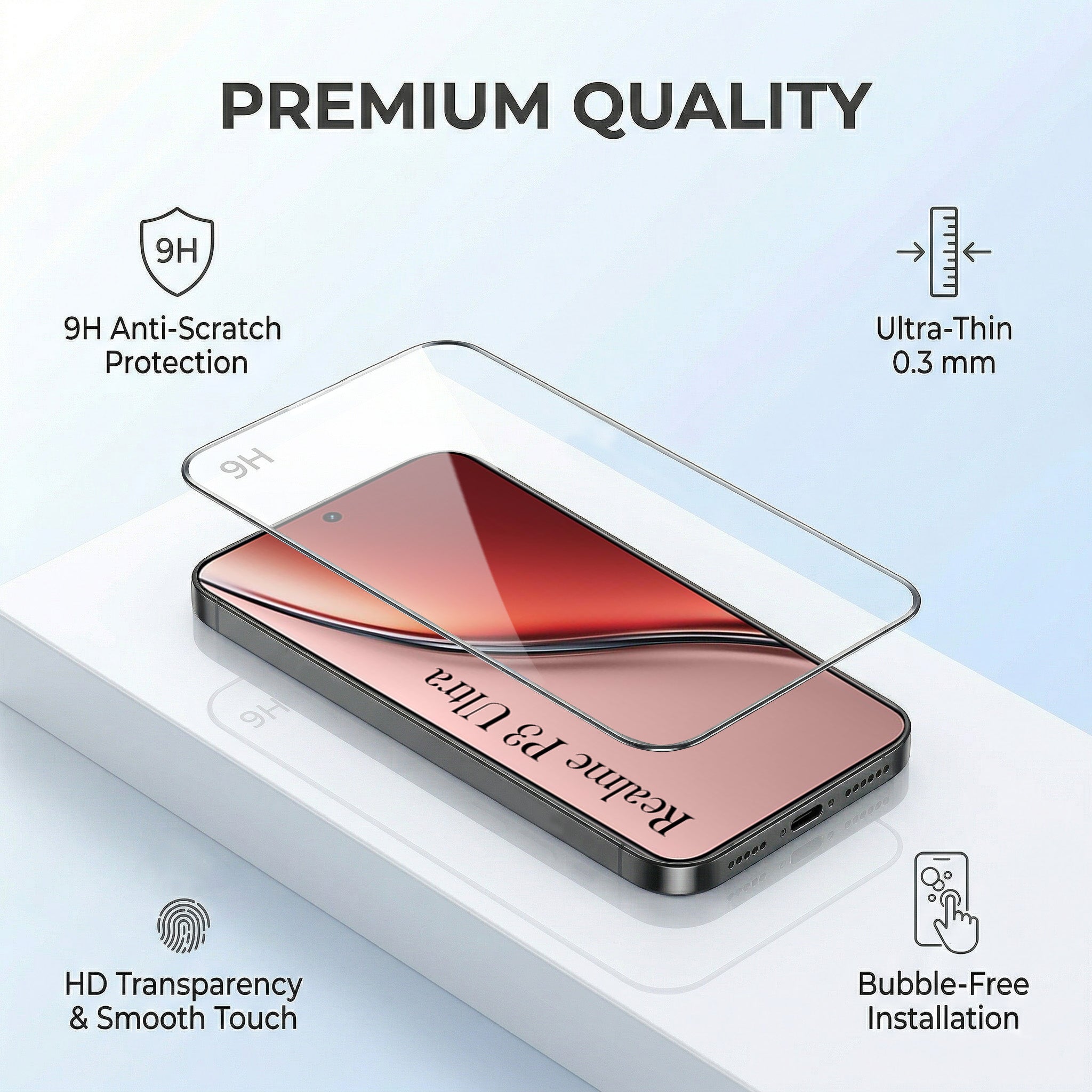 For Realme P3 Ultra Combo with Back Cover and 9H Tempered Glass (Lifetime Anti-Yellow | Crystal Clear Shockproof | Oleophobic Coating Screen Glass)
