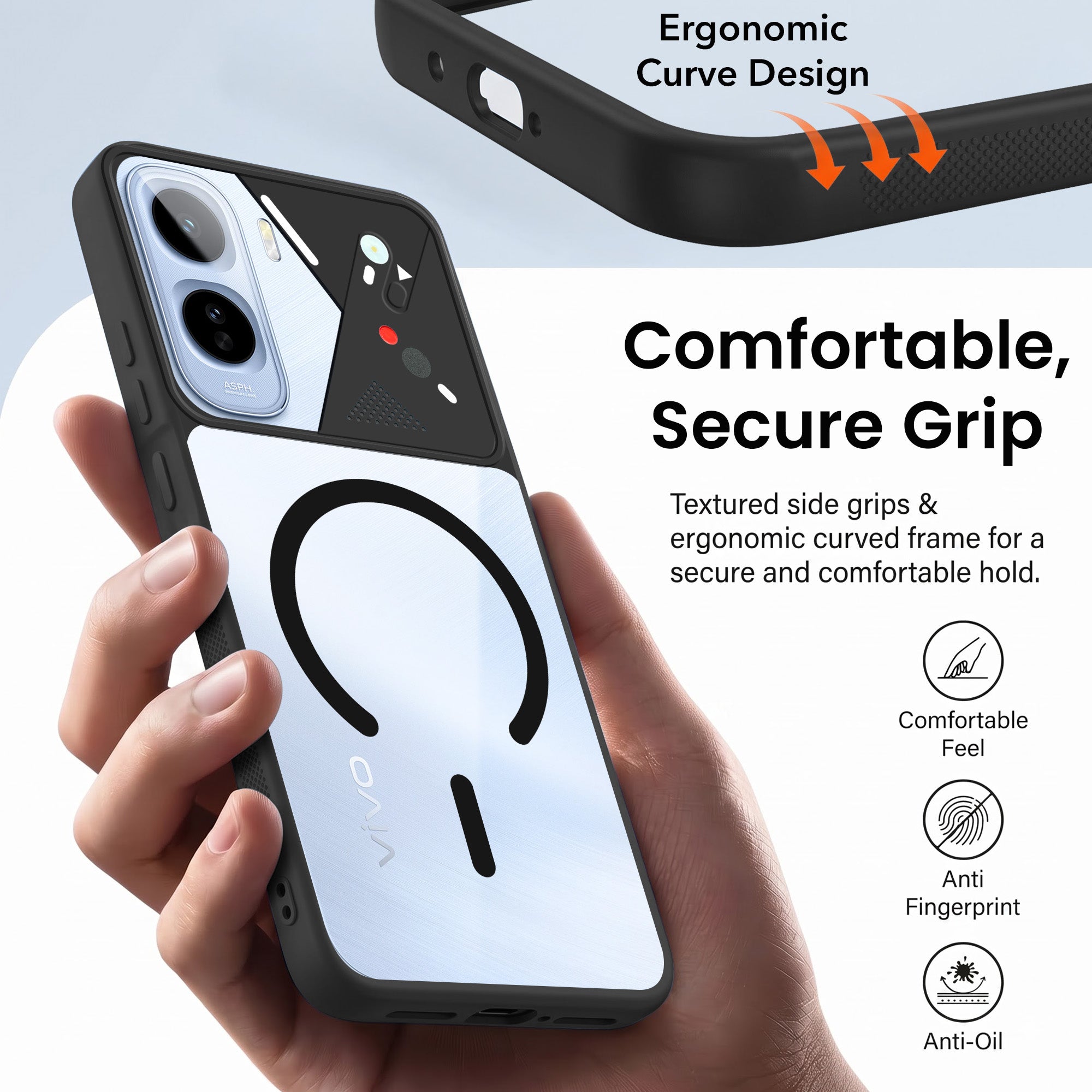 For Vivo T5 Pro 5G Back Cover Case Lifetime Anti-Yellow Clear (Camera Protection | Side Grip | Wireless MagSafe Compatible)