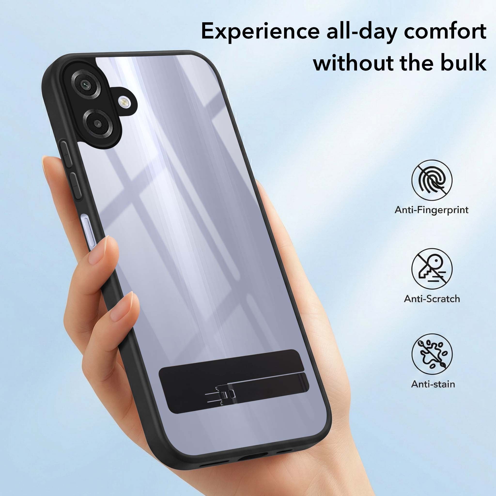 For Samsung Galaxy A07 4G Back Cover Case (Built-in Stand | Lifetime Anti Yellow | Kickstand Shockproof | Camera Protection | MagSafe Compatible)