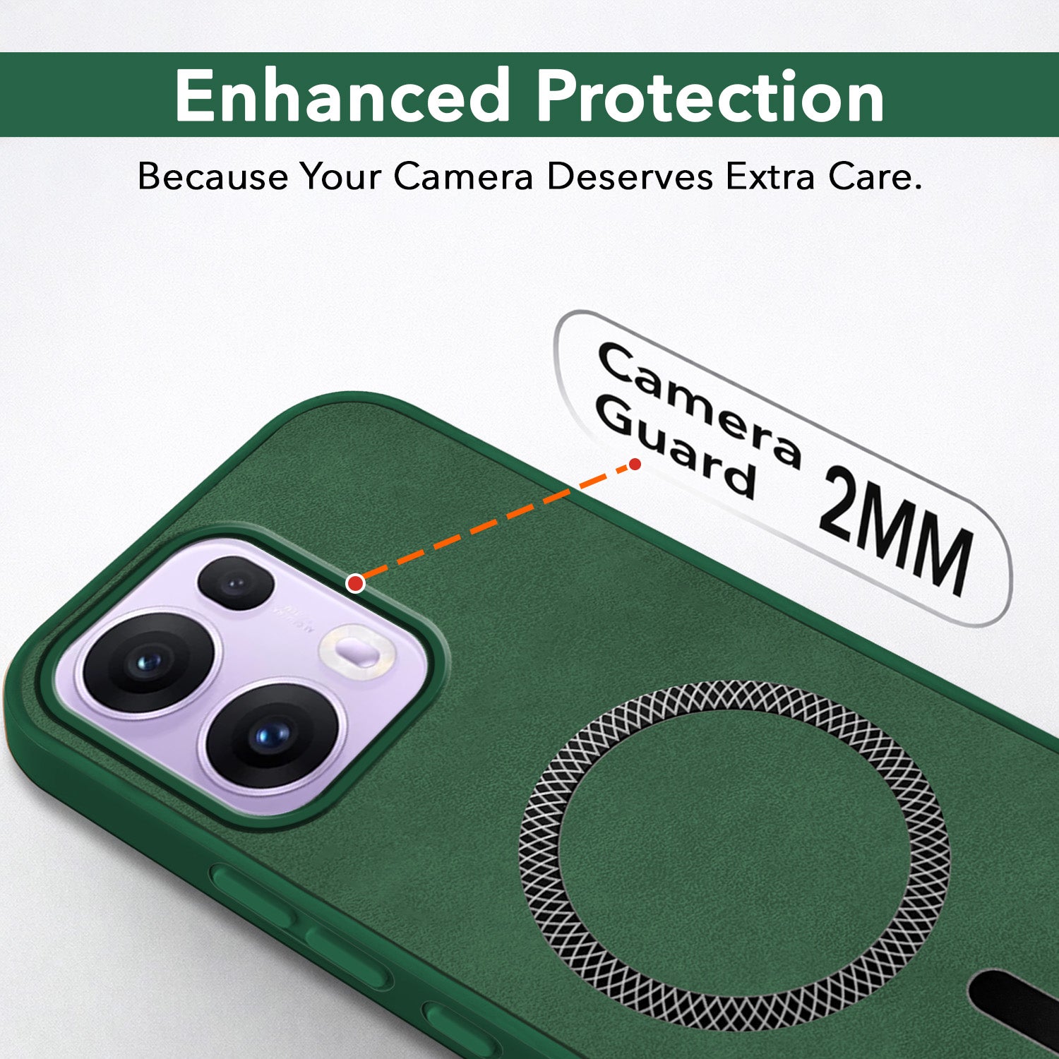 For Oppo Reno13 Pro | Oppo Reno 13 Pro Back Cover Case Leather Finish (MagSafe Compatible Wireless Charging | Soft Touch | Camera Bump Protection)