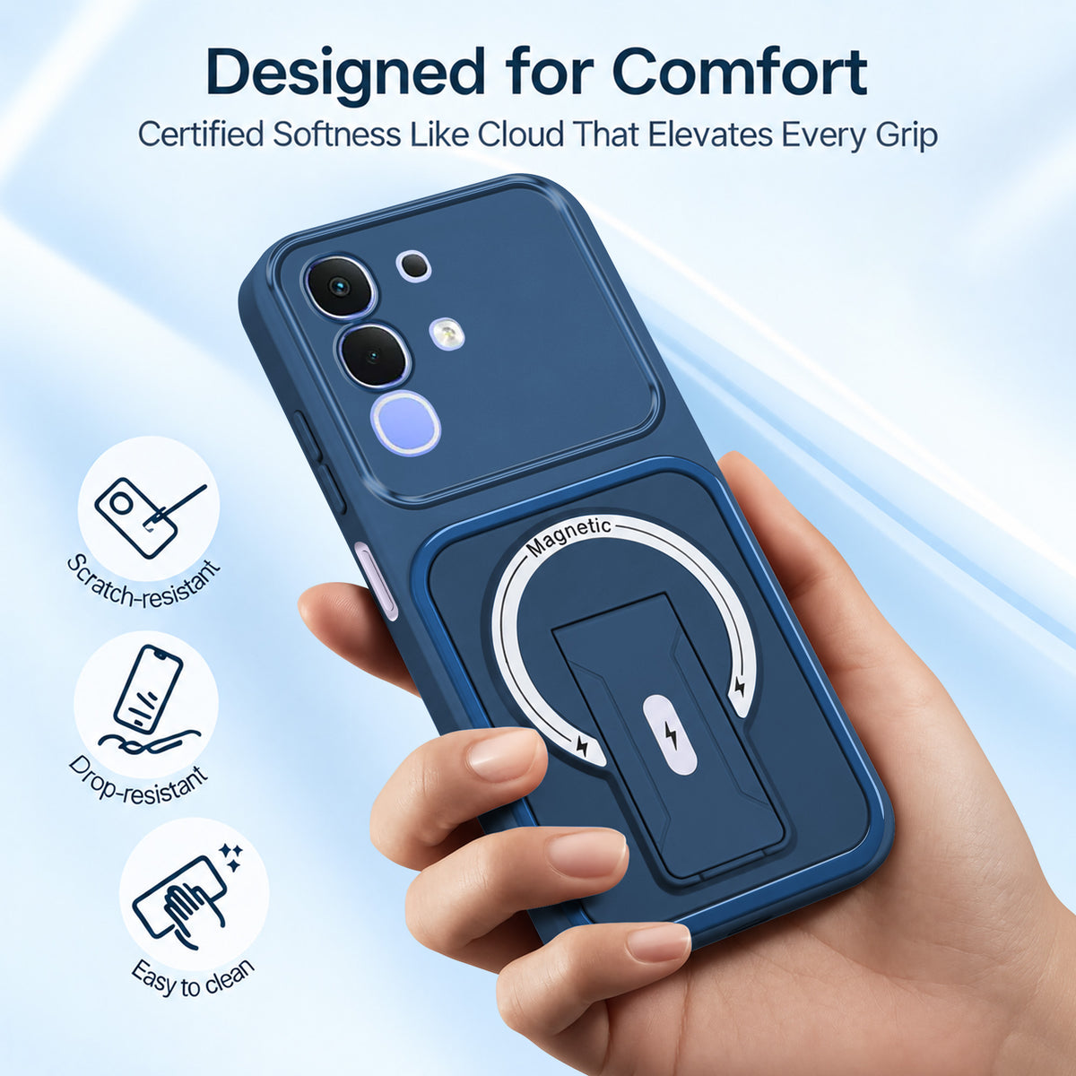 For Vivo iQOO Z10x Back Case Cover Metallic (Hybrid Armor Kickstand | MagSafe Compatible | Camera Protection Shockproof)