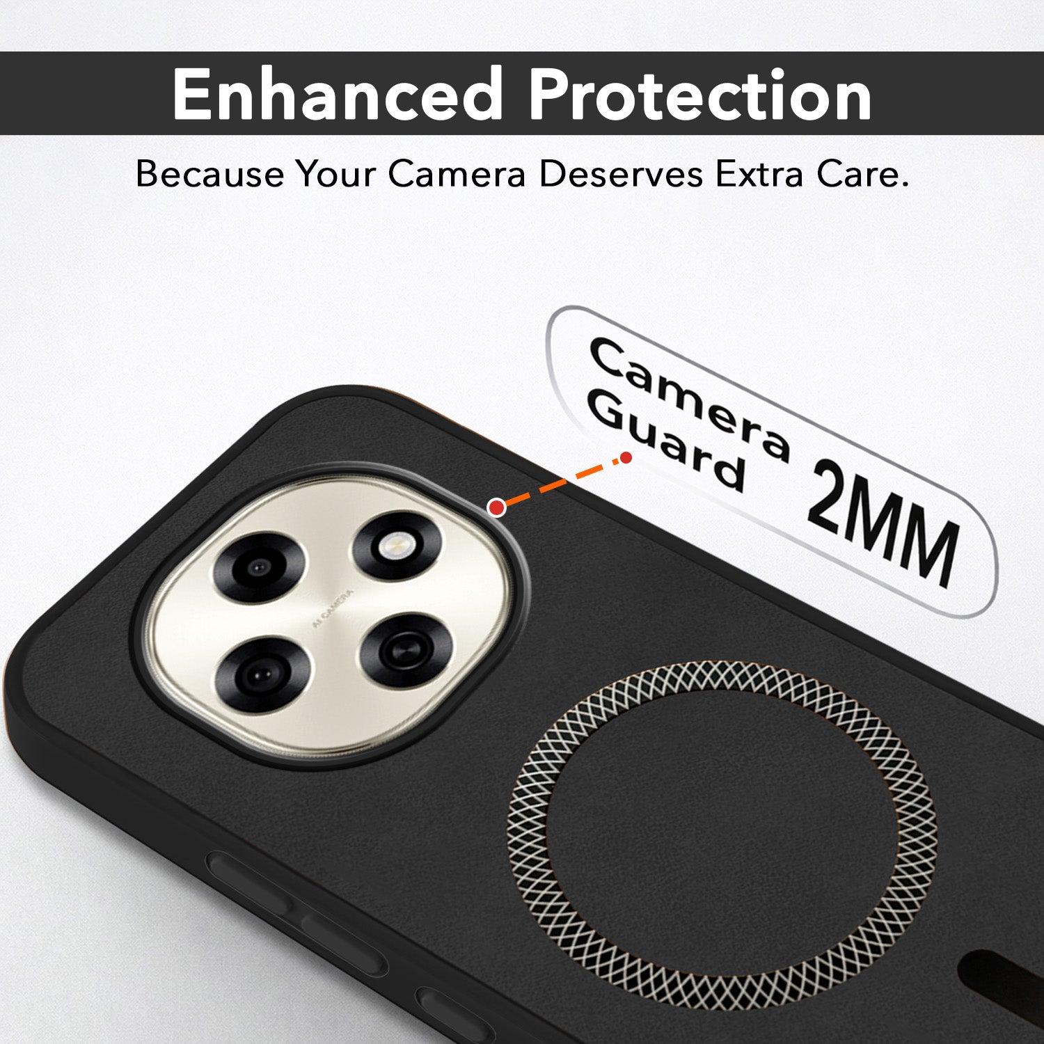 For Oppo F31 Pro Back Cover Case Leather Finish (MagSafe Compatible Wireless Charging | Soft Touch | Camera Bump Protection)