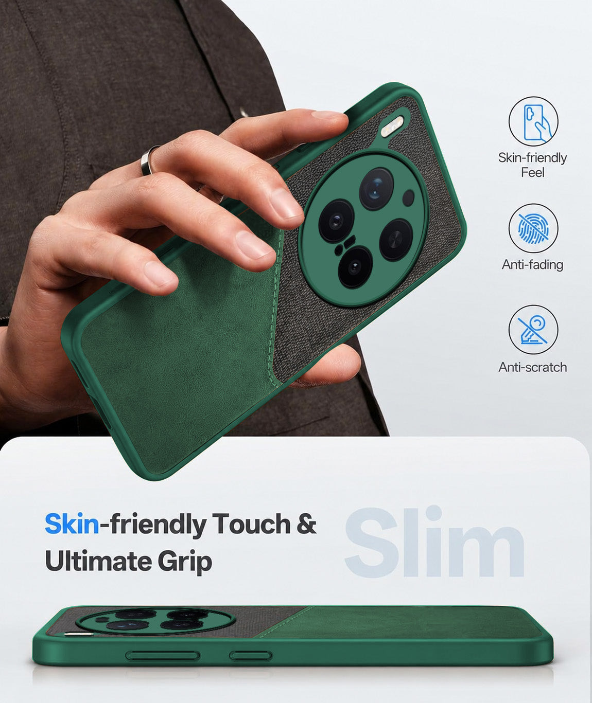 For Vivo X300 Pro Back Cover Case (Dual PU Leather Stitch | Professional Minimalist | Soft and Flexible)
