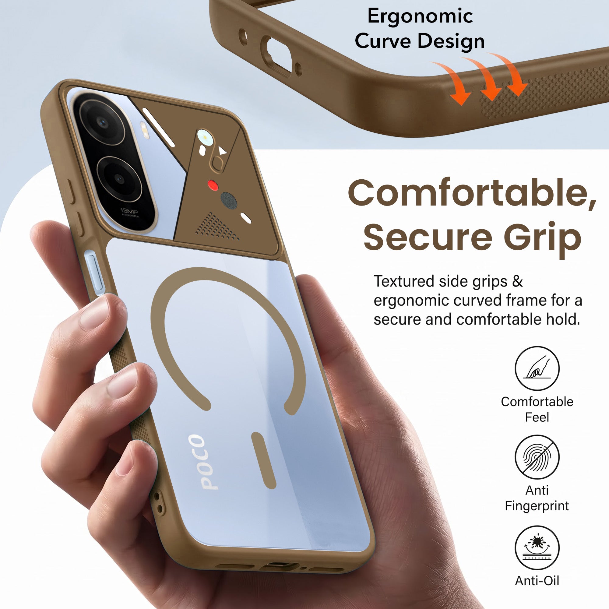 For Poco C81 Back Cover Case Lifetime Anti-Yellow Clear (Camera Protection | Side Grip | Wireless MagSafe Compatible)