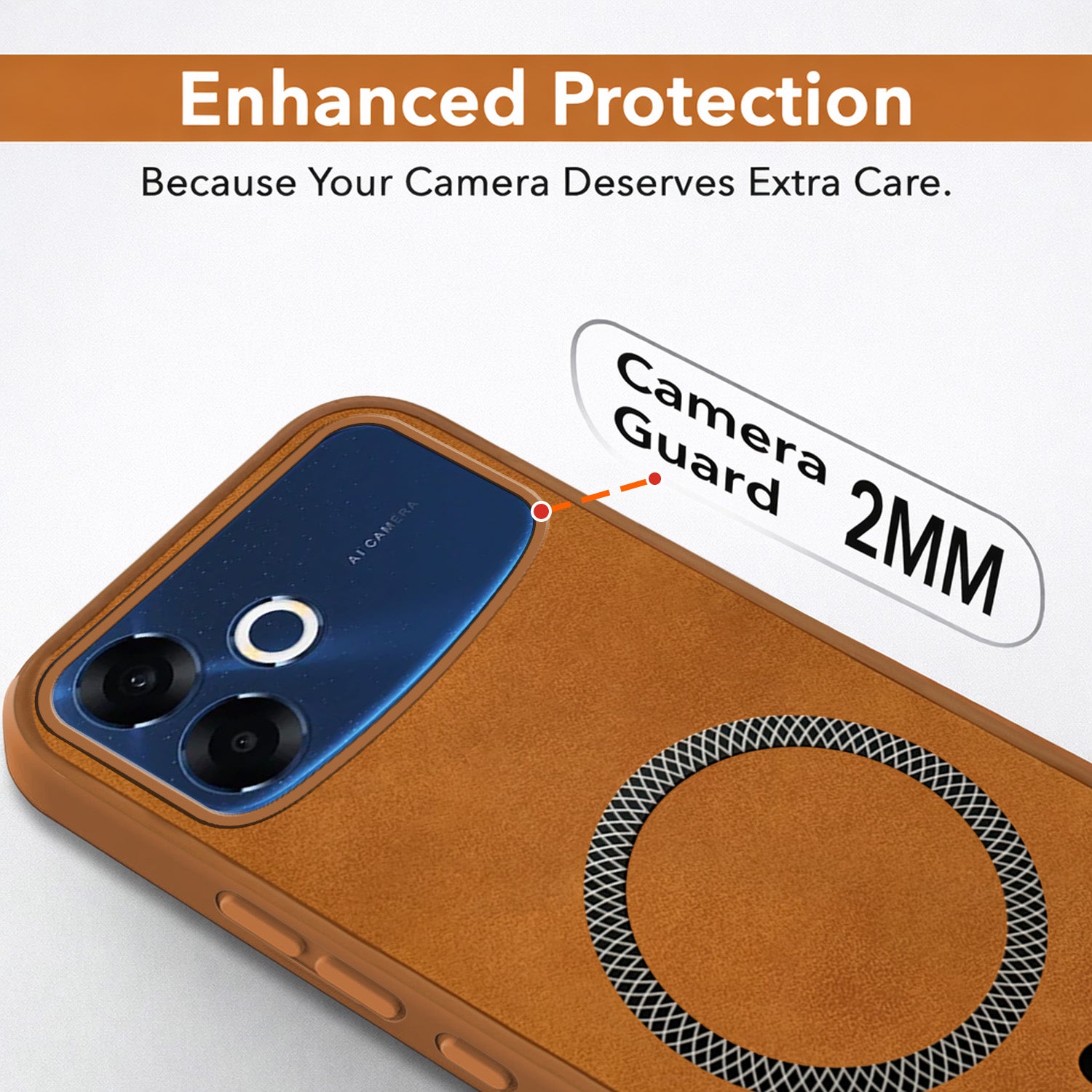 For Oppo F33 Pro 5G Back Cover Case Leather Finish (MagSafe Compatible Wireless Charging | Soft Touch | Camera Bump Protection)
