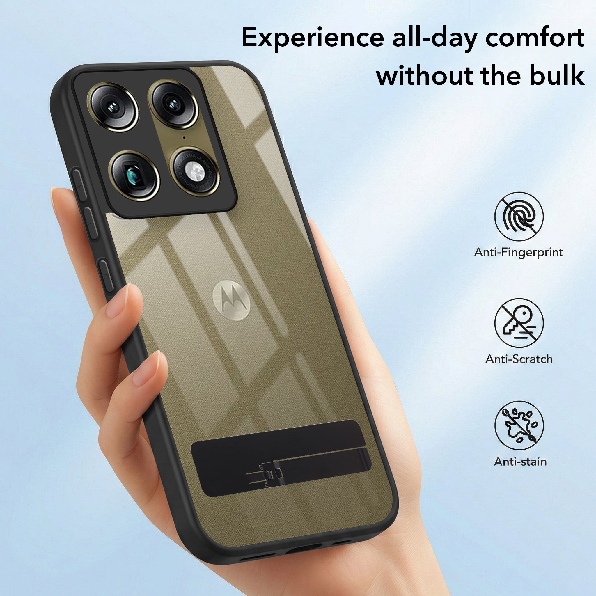 For Motorola Moto Signature 5G Back Cover Case (Built-in Stand | Lifetime Anti Yellow | Kickstand Shockproof | Camera Protection | MagSafe Compatible)