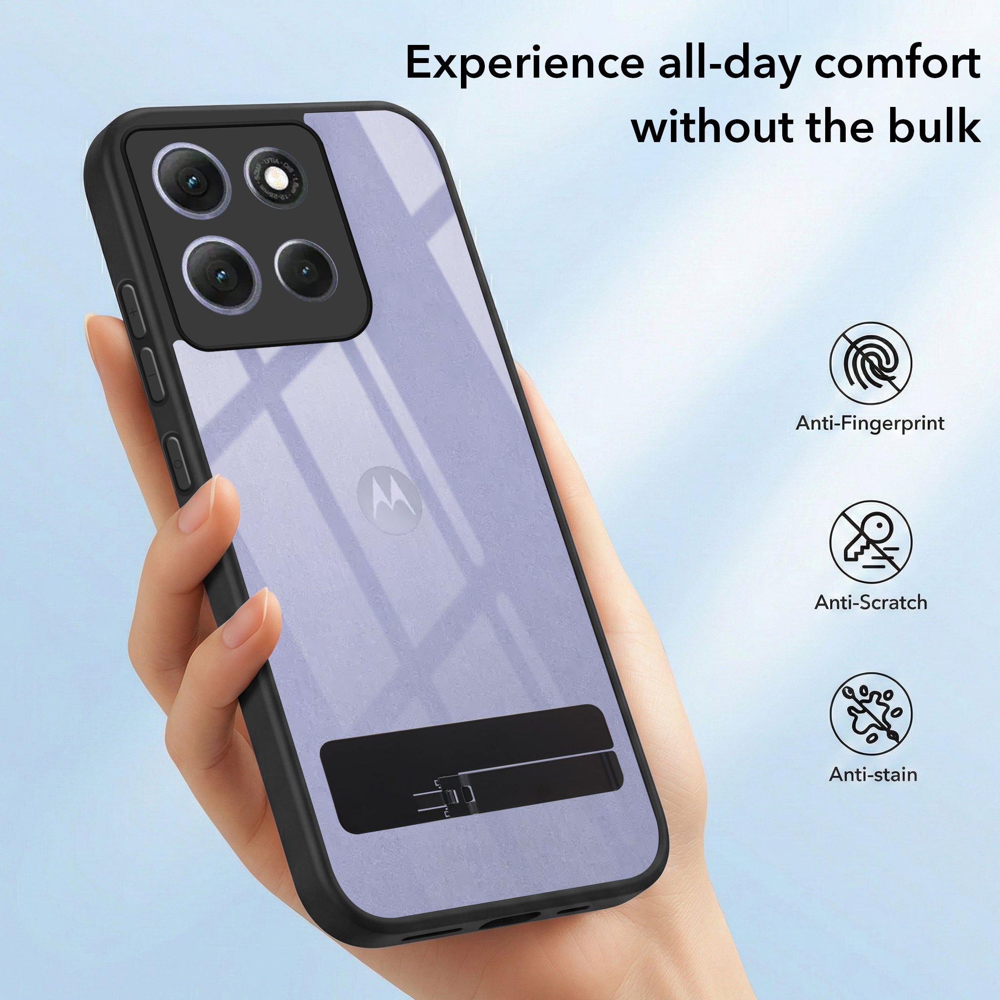 For Motorola Moto G86 Power Back Cover Case (Built-in Stand | Lifetime Anti Yellow | Kickstand Shockproof | Camera Protection | MagSafe Compatible)