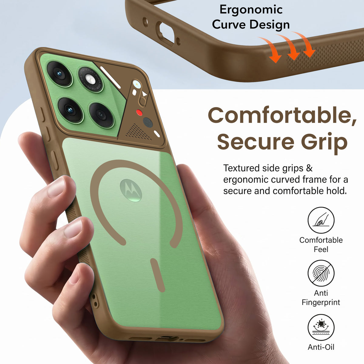 For Motorola Moto Edge 60 Back Cover Case Lifetime Anti-Yellow Clear (Camera Protection | Side Grip | Wireless MagSafe Compatible)
