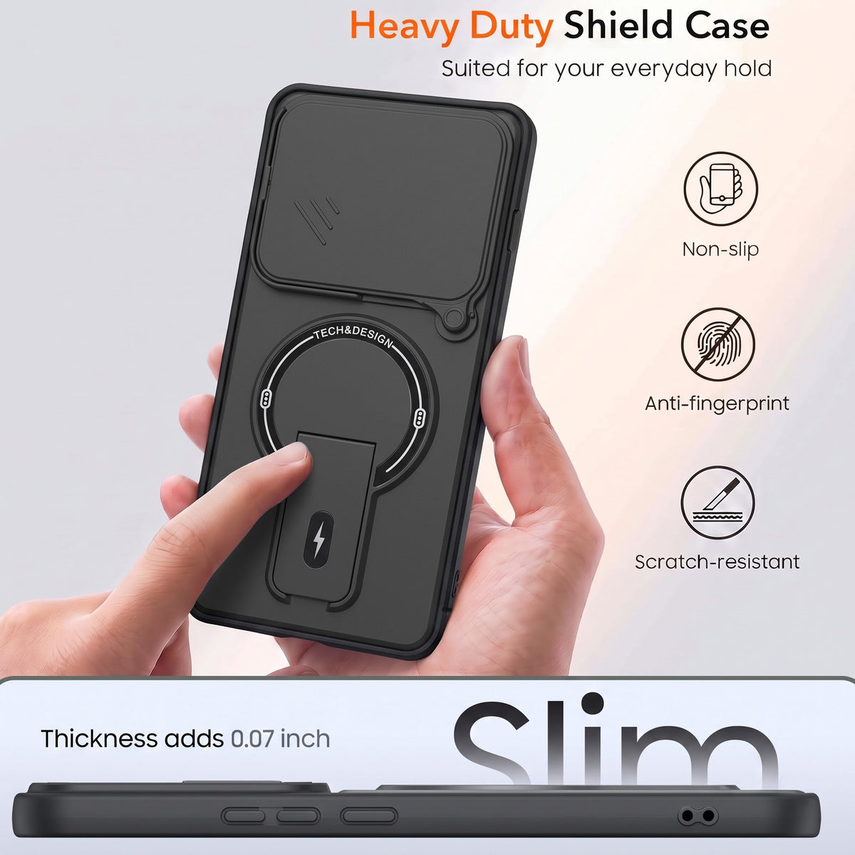 For Nothing Phone 4A Pro 5G Back Case Cover Metallic (Hybrid Armor Kickstand | Sliding Shutter Camera Protection | MagSafe Compatible)