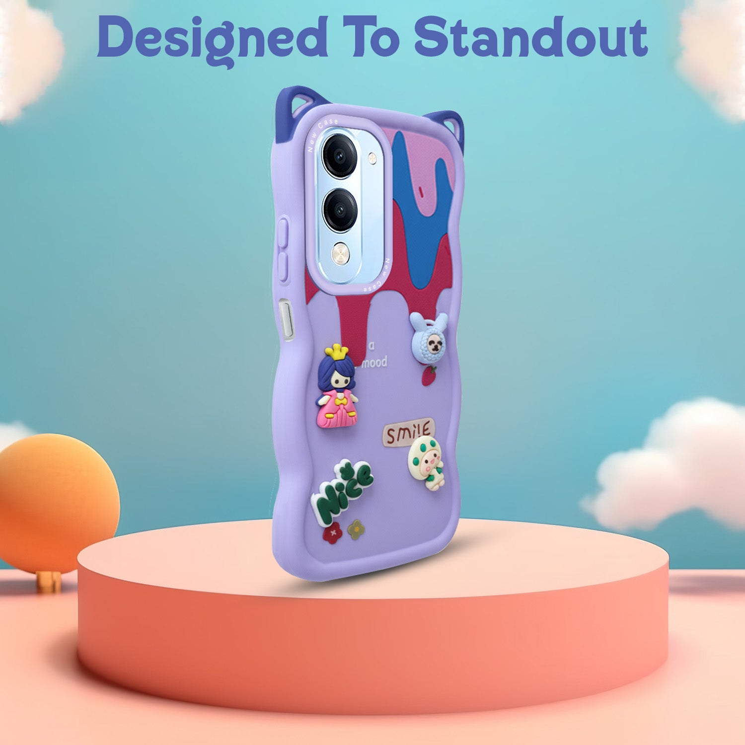 For Vivo iQOO Z10 Lite Back Case Cover Strap (3D Embossed Figures | Strap Holder | 360* Soft Cushion with Camera Bump)