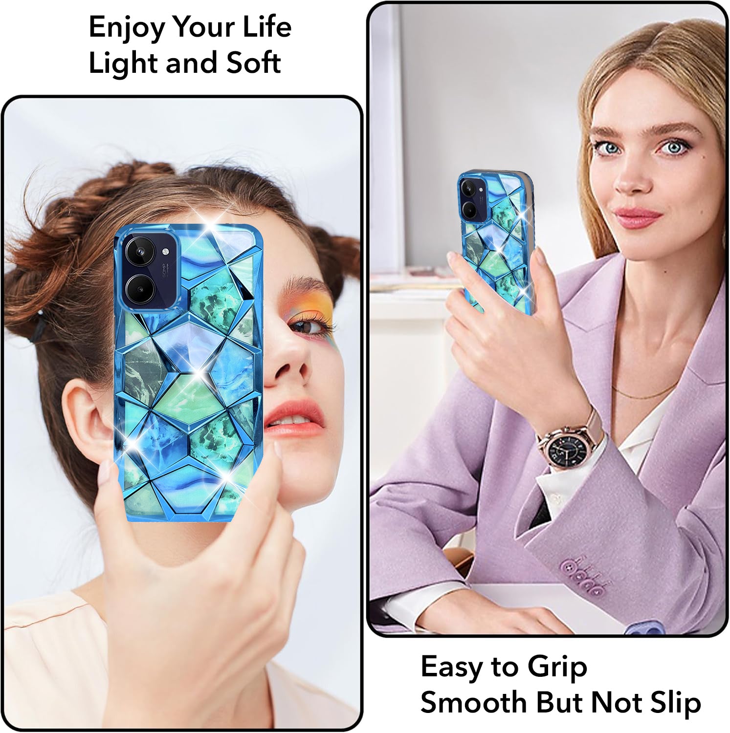 For Realme 10 Back Cover Case ( Dual Design Glitter Sparkle and Detachable Diamond Print Case | Soft and Flexible)
