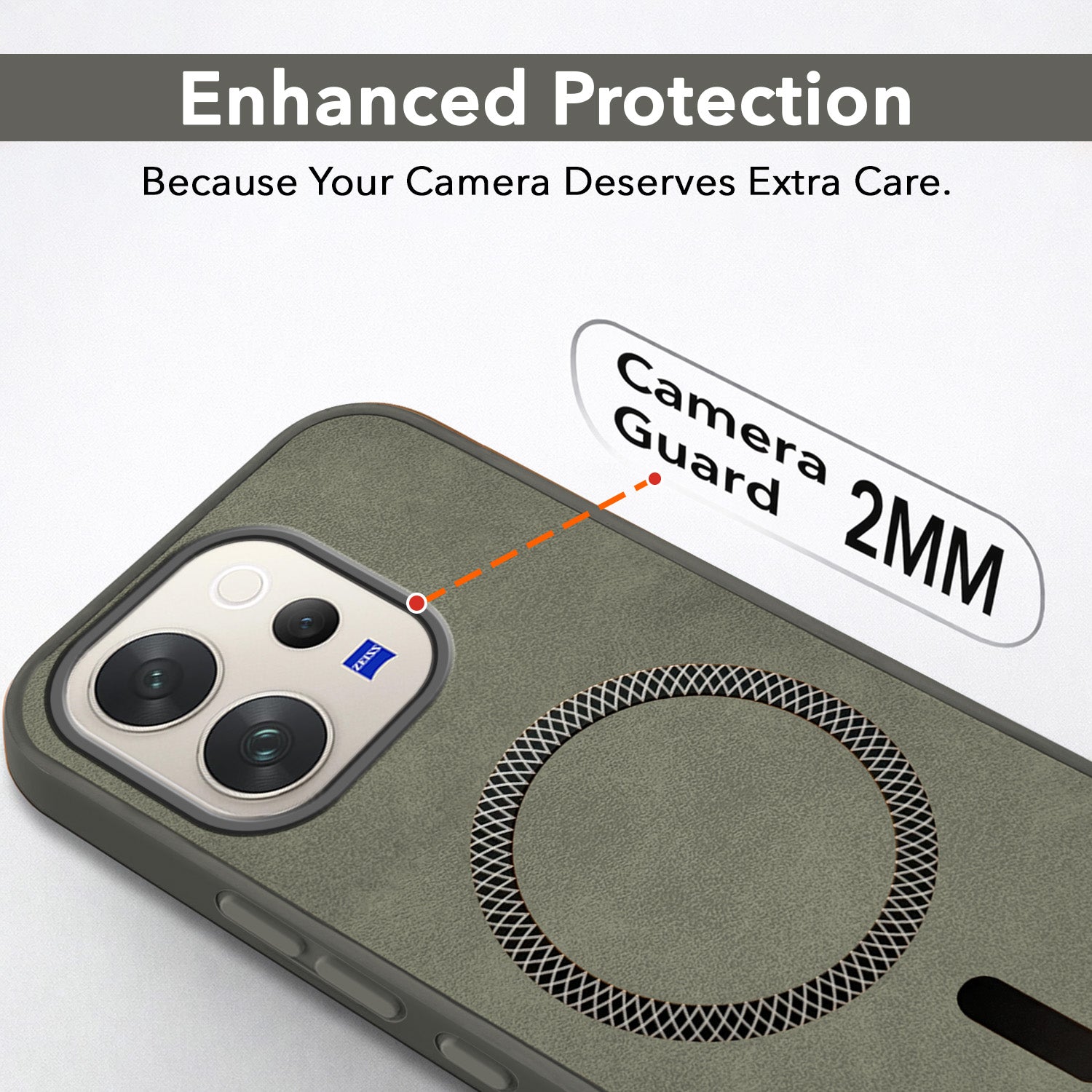 For Vivo V70 | Vivo V70 Elite 5G Back Cover Case Leather Finish (MagSafe Compatible Wireless Charging | Soft Touch | Camera Bump Protection)