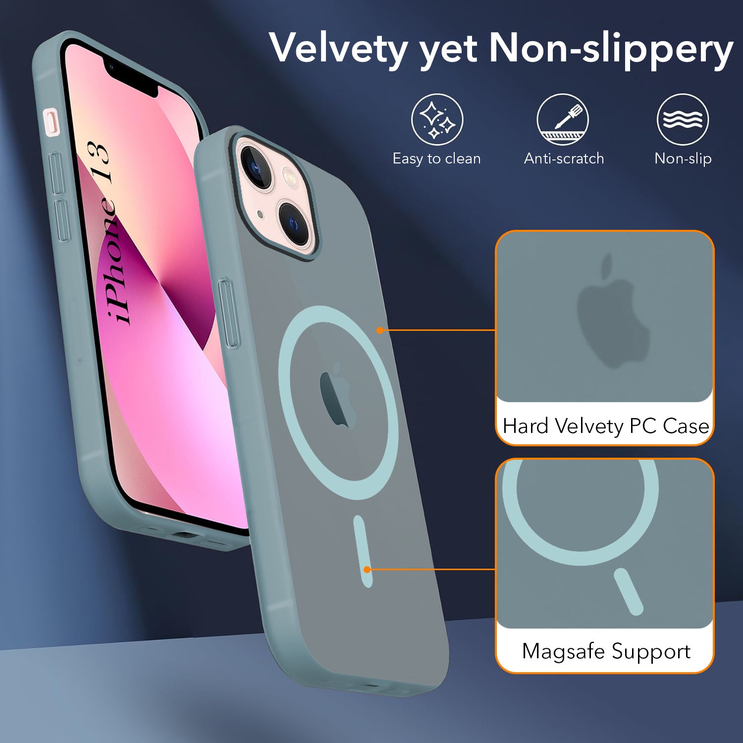 For Apple iPhone 13 Back Cover Case (Frosted Matte Feel | MagSafe Compatible Wireless Charging | Polycarbonate Material)