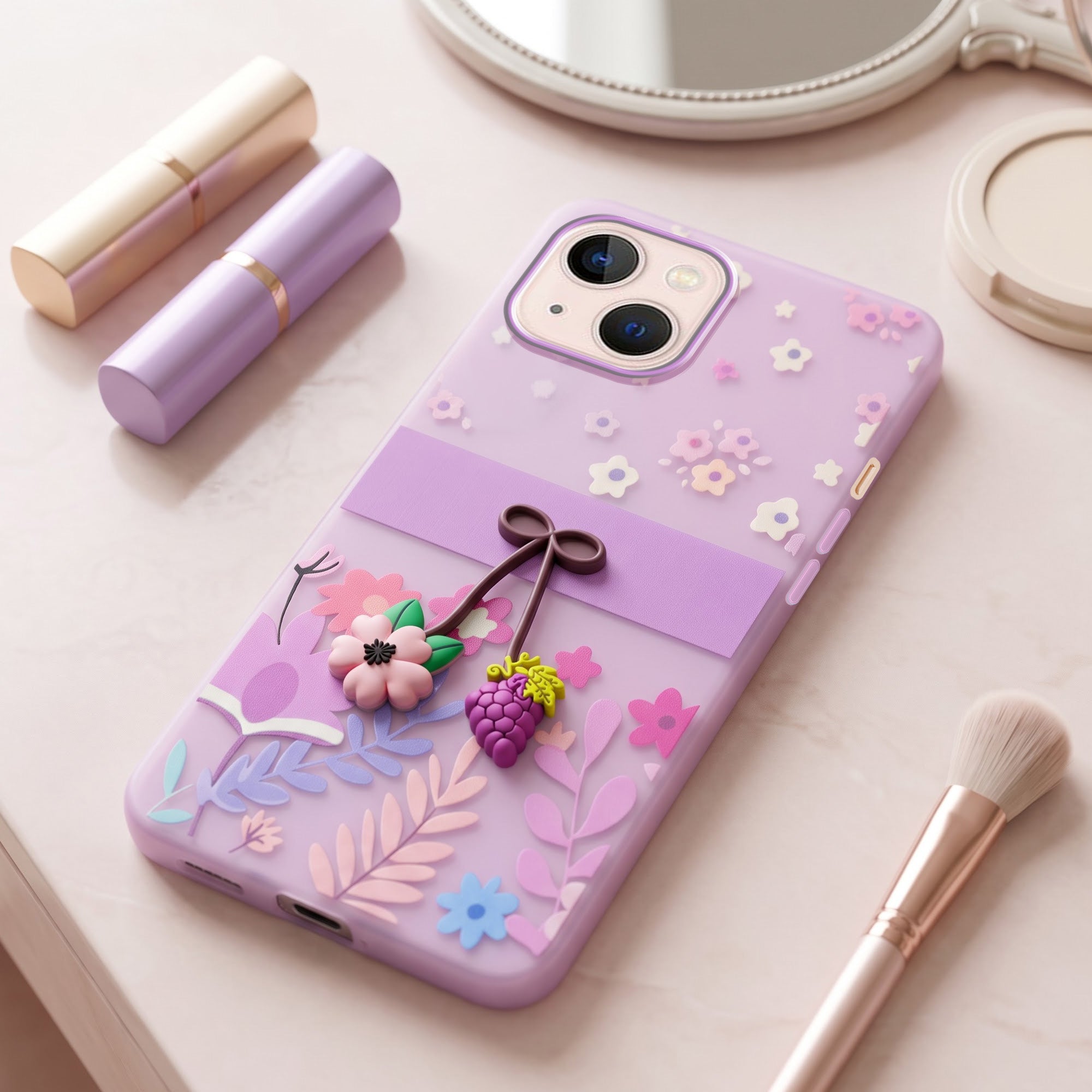 For Apple iPhone 13 Back Cover Case (3D Cute Cartoons | Hard Back Side Soft | Matte Premium Finish | HD Printing)