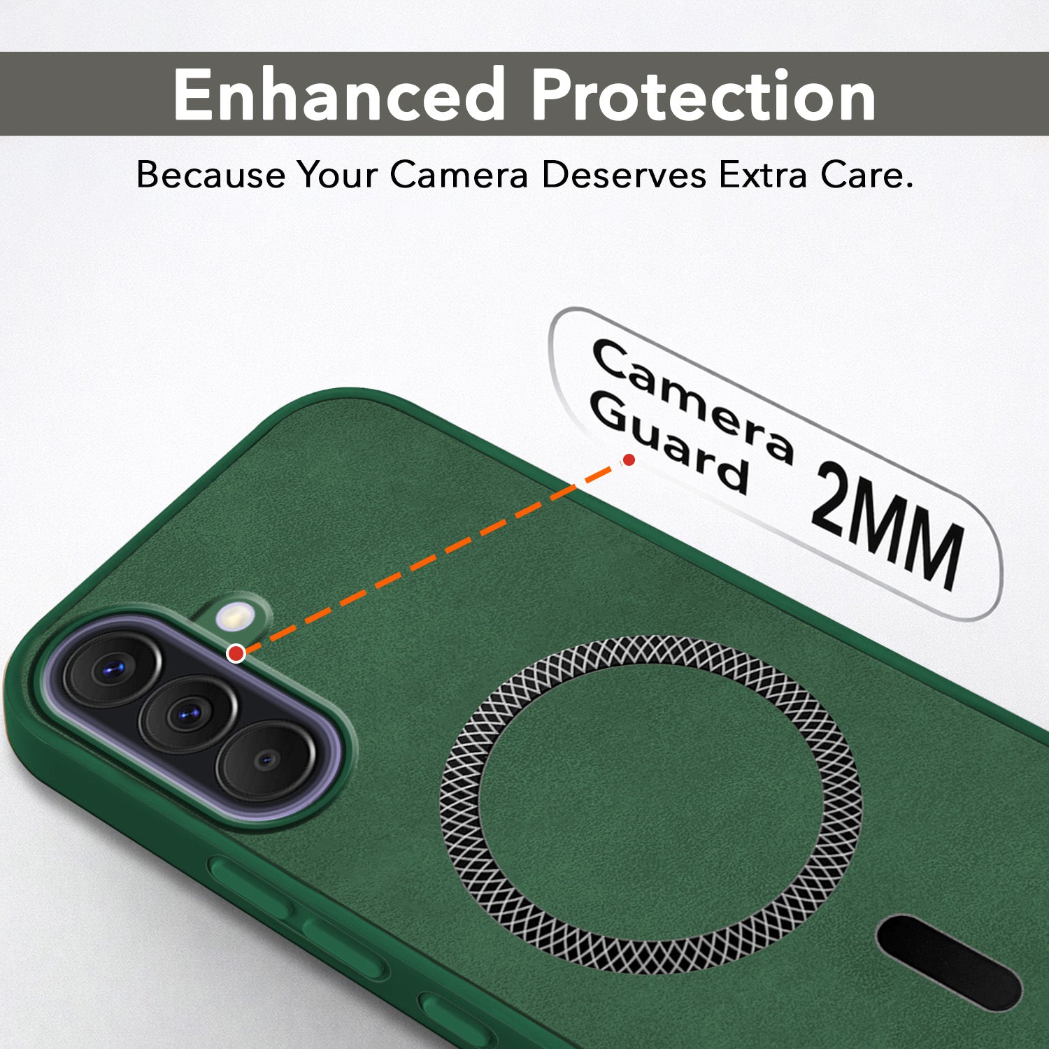 For Samsung Galaxy A57 5G Back Cover Case Leather Finish (MagSafe Compatible Wireless Charging | Soft Touch | Camera Bump Protection)