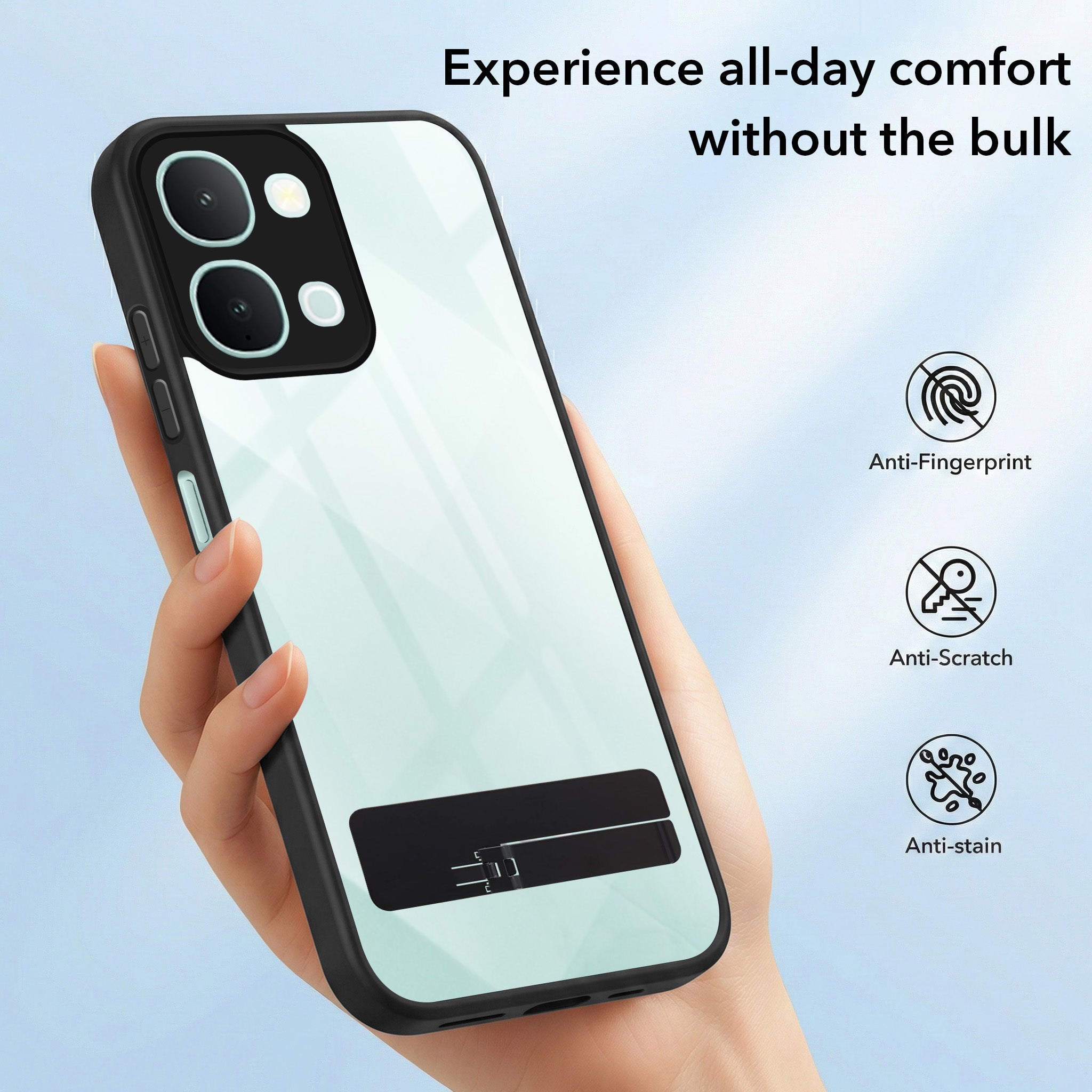 For Vivo iQOO Z11x 5G Back Cover Case (Built-in Stand | Lifetime Anti Yellow | Kickstand Shockproof | Camera Protection | MagSafe Compatible)
