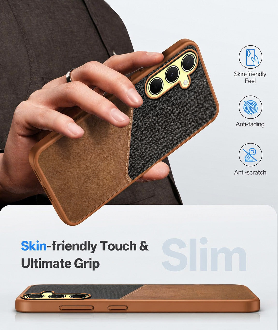 For Samsung Galaxy A35 Back Cover Case (Dual PU Leather Stitch | Professional Minimalist | Soft and Flexible)