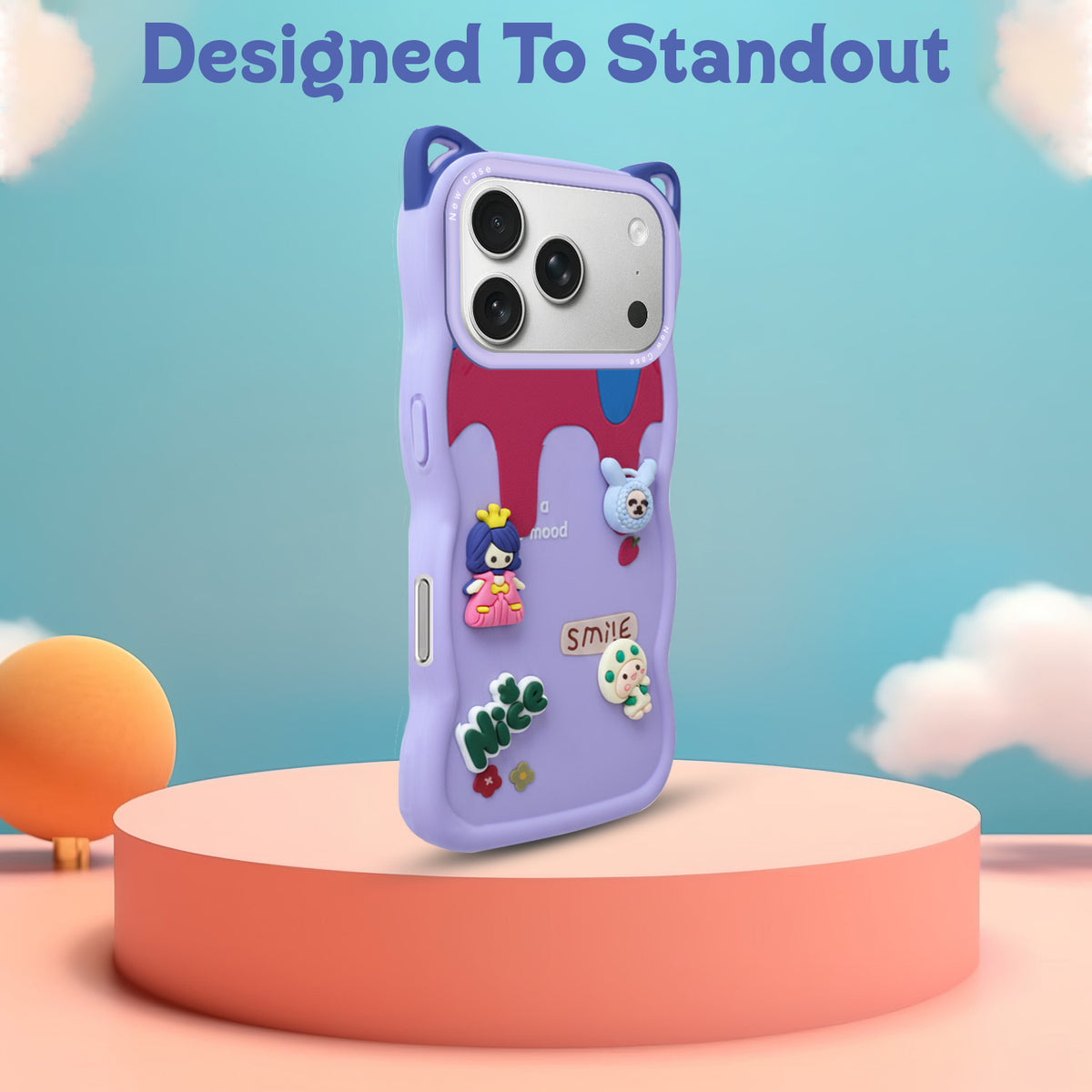 For Apple iPhone 18 Pro Back Case Cover Strap (3D Embossed Figures | Strap Holder | 360* Soft Cushion with Camera Bump)