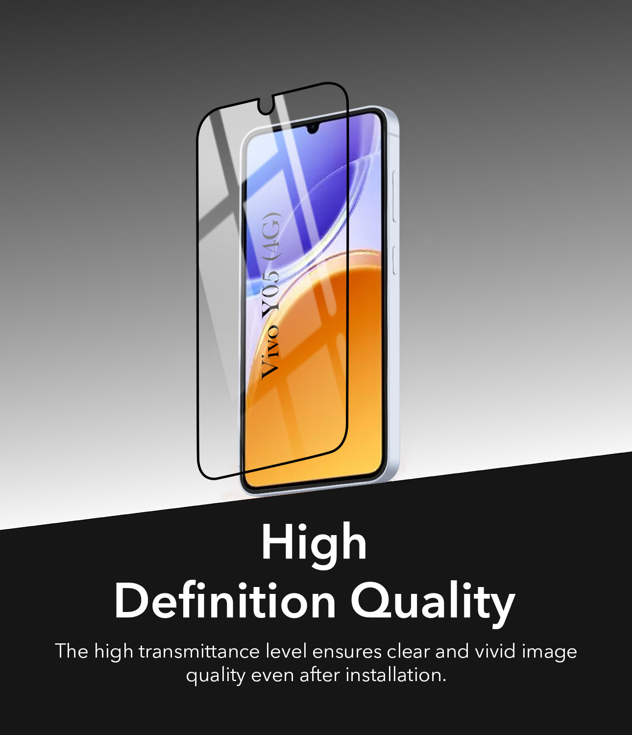 Tempered Glass For Vivo Y05 4G Military-Grade Gorilla Screen Protector With Installation Kit | Shatterproof, Full Coverage, HD Clear, Scratch Resistant (Pack of 1)
