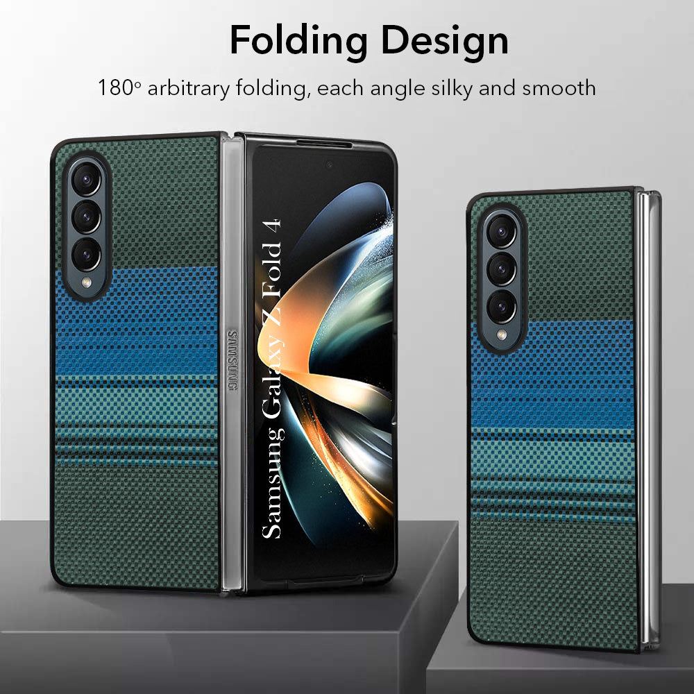For Samsung Galaxy Z Fold 4 5G Back Flip Case Cover (Craft Printed Design | Hybrid Texture | Inside Microfiber Cloth)