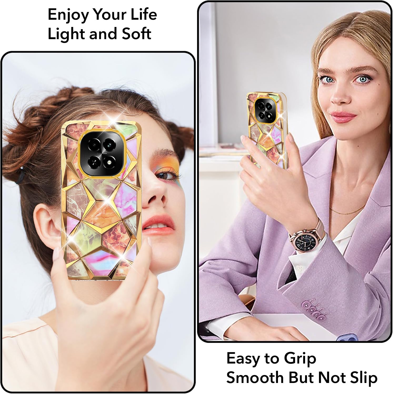 For Realme C63 5G Back Cover Case (Dual Design Glitter Sparkle and