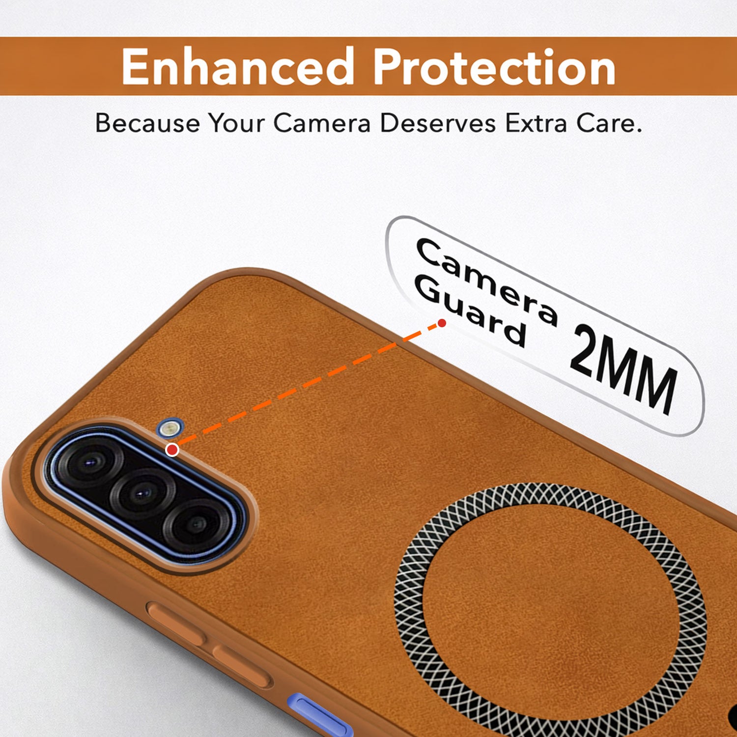 For Samsung Galaxy A17 | Samsung F17 | Samsung M17 5G Back Cover Case Leather Finish (MagSafe Compatible Wireless Charging | Soft Touch | Camera Bump Protection)