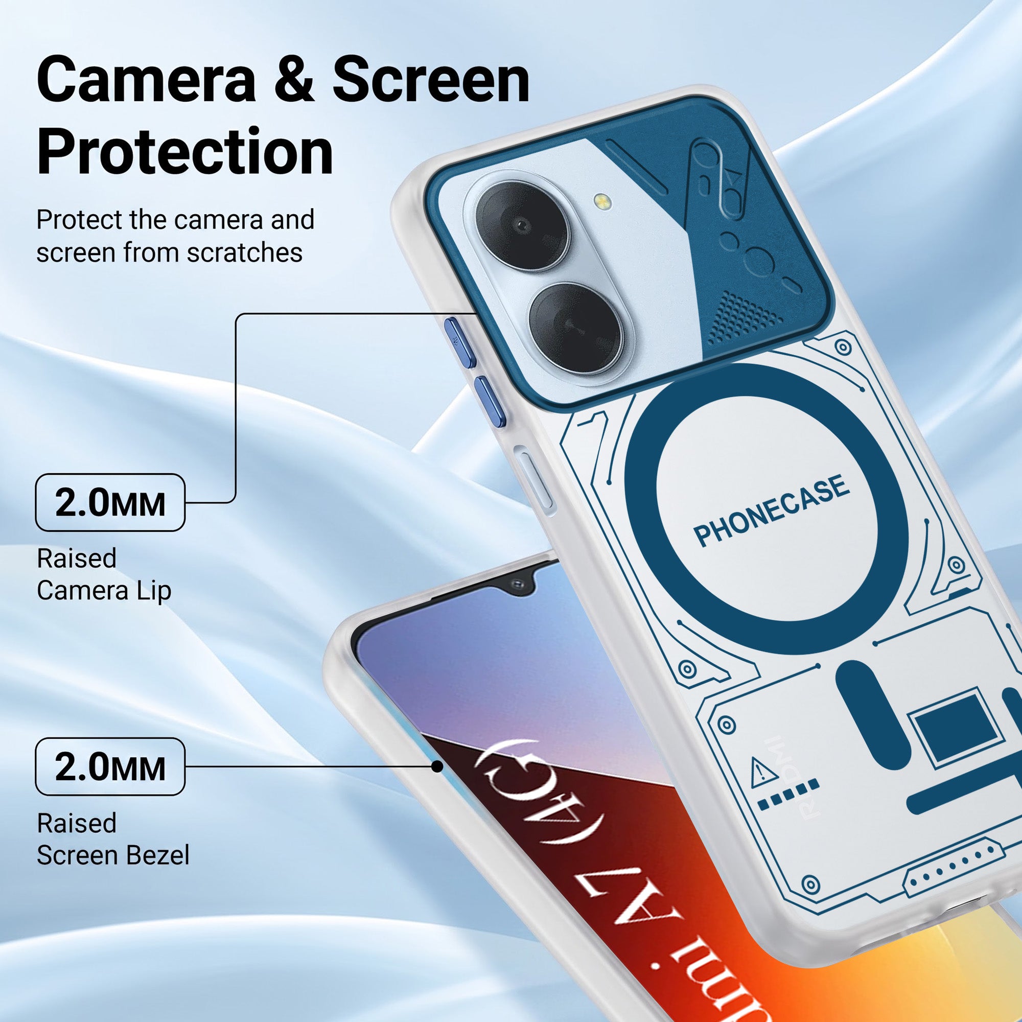 For Redmi A7 4G Metallic Back Cover Case (Metallic Camera Protection & Buttons | Translucent Milky Shade | Hard Polycarbonate)