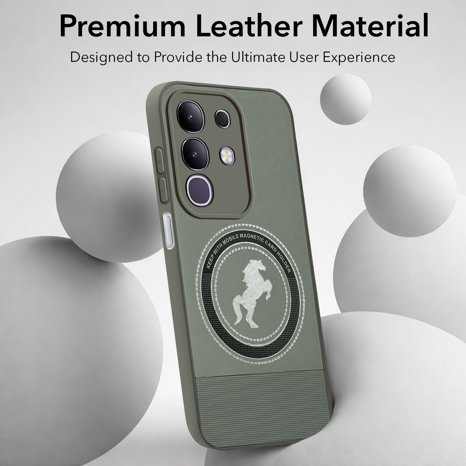 For Vivo T4x | Vivo Y31 Pro Back Cover Case PU Leather Finish (Professional Minimalist Texture | MagSafe Compatile | Camera Protection | Sleek Sober Formal)