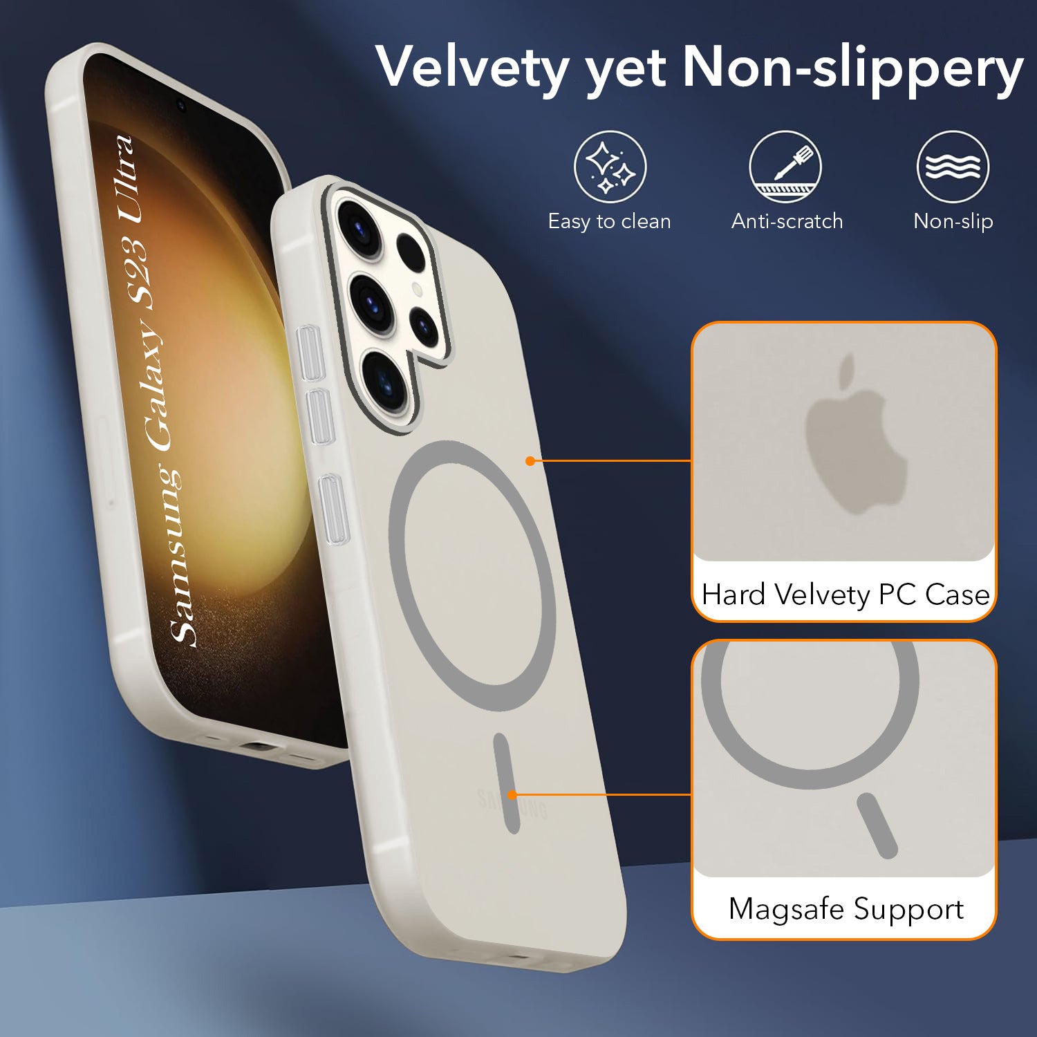 For Samsung Galaxy S23 Ultra Back Cover Case (Frosted Matte Feel | MagSafe Compatible Wireless Charging | Polycarbonate Material)
