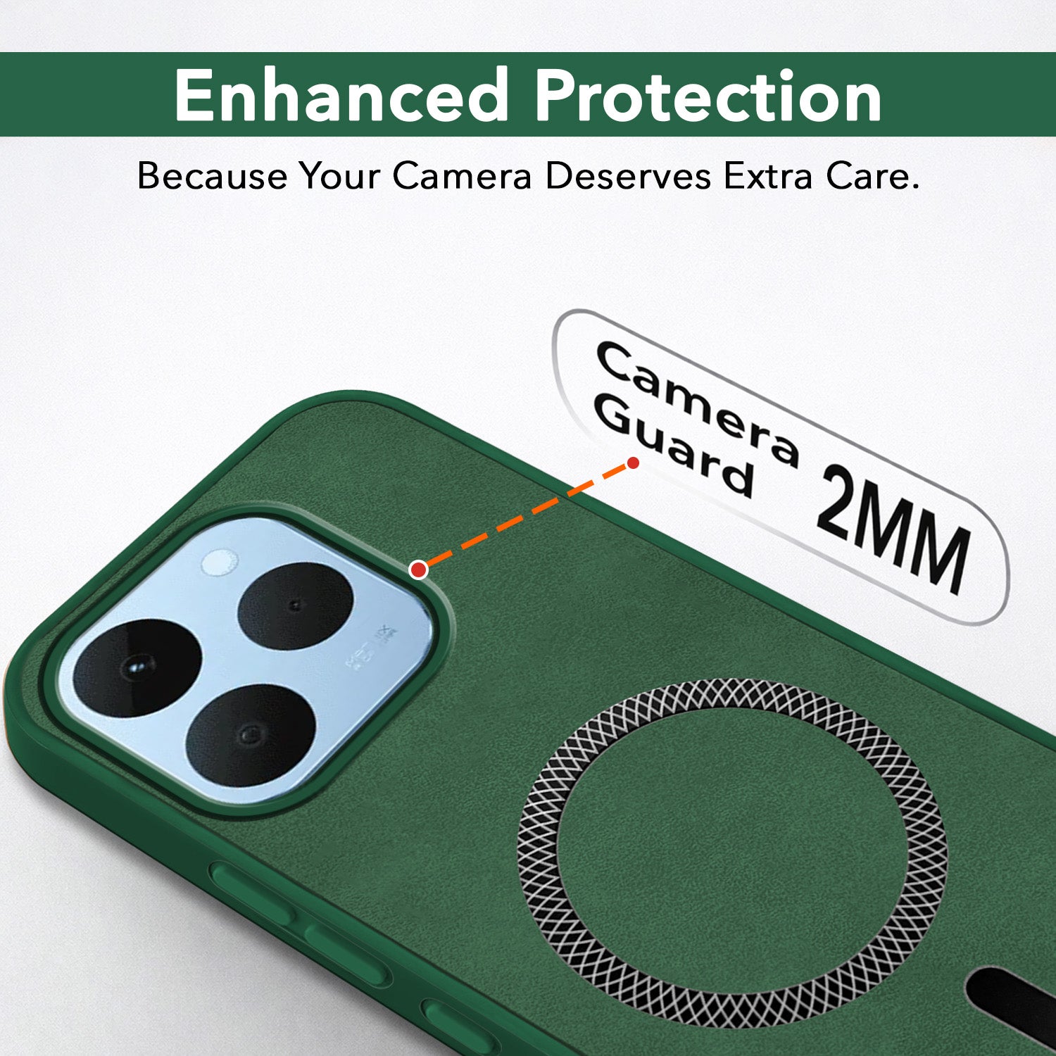 For Realme 15T | Realme Narzo 90 Back Cover Case Leather Finish (MagSafe Compatible Wireless Charging | Soft Touch | Camera Bump Protection)