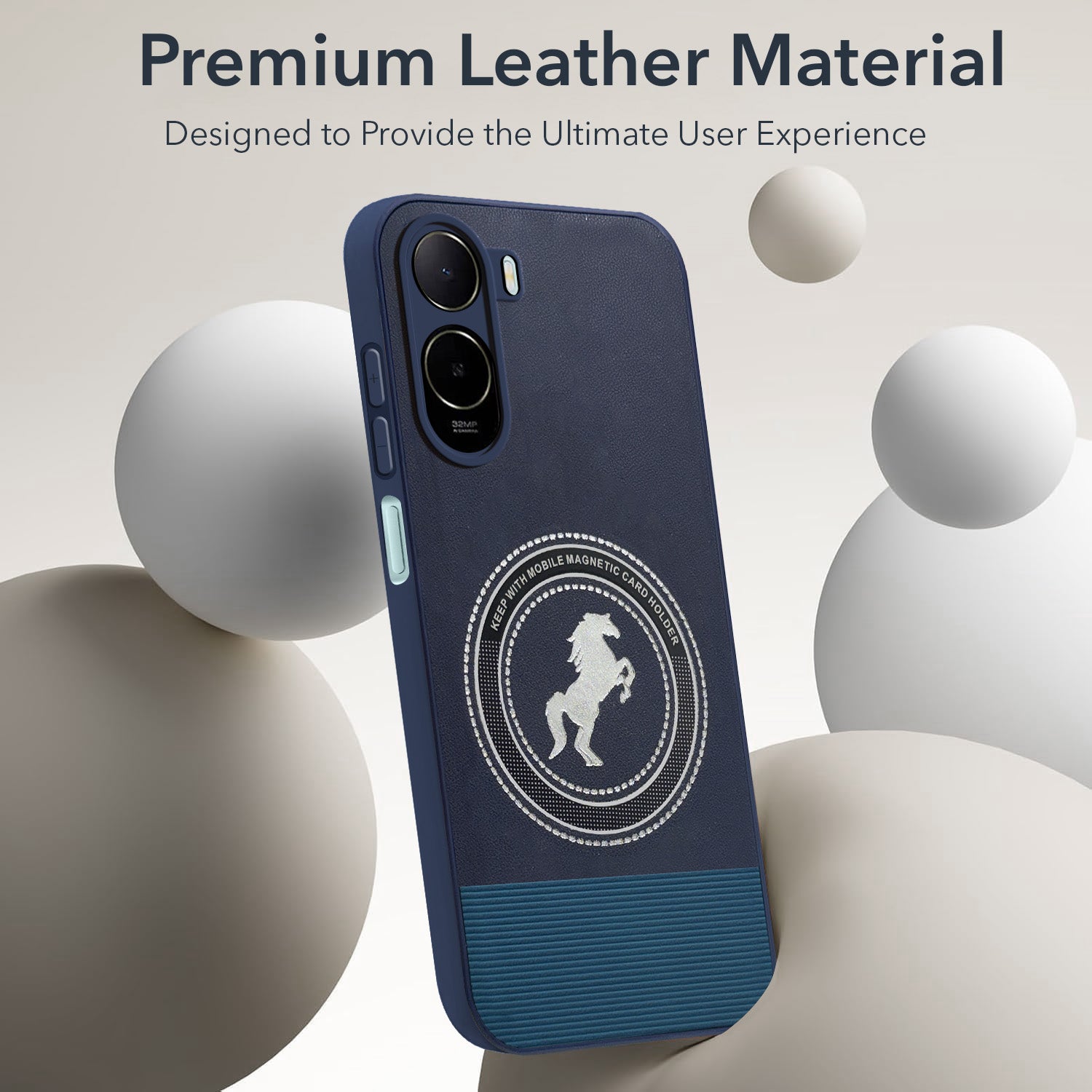For Poco C85x 5G Back Cover Case PU Leather Finish (Professional Minimalist Texture | MagSafe Compatile | Camera Protection | Sleek Sober Formal) (Copy)