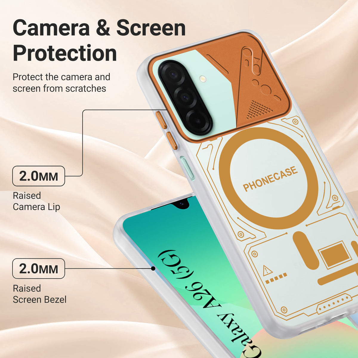For Samsung Galaxy A26 5G Metallic Back Cover Case (Metallic Camera Protection & Buttons | Translucent Milky Shade | Hard Polycarbonate)