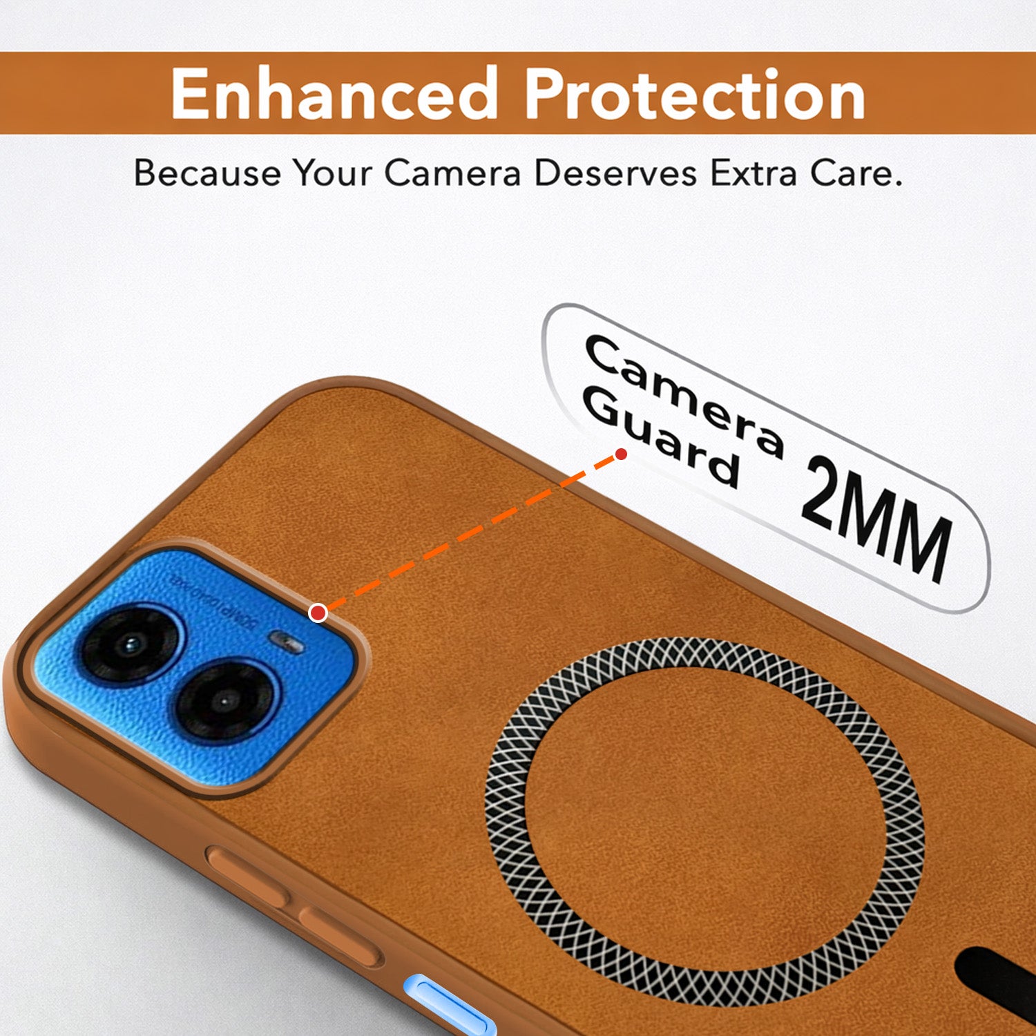 For Motorola Moto G45 Back Cover Case Leather Finish (MagSafe Compatible Wireless Charging | Soft Touch | Camera Bump Protection)