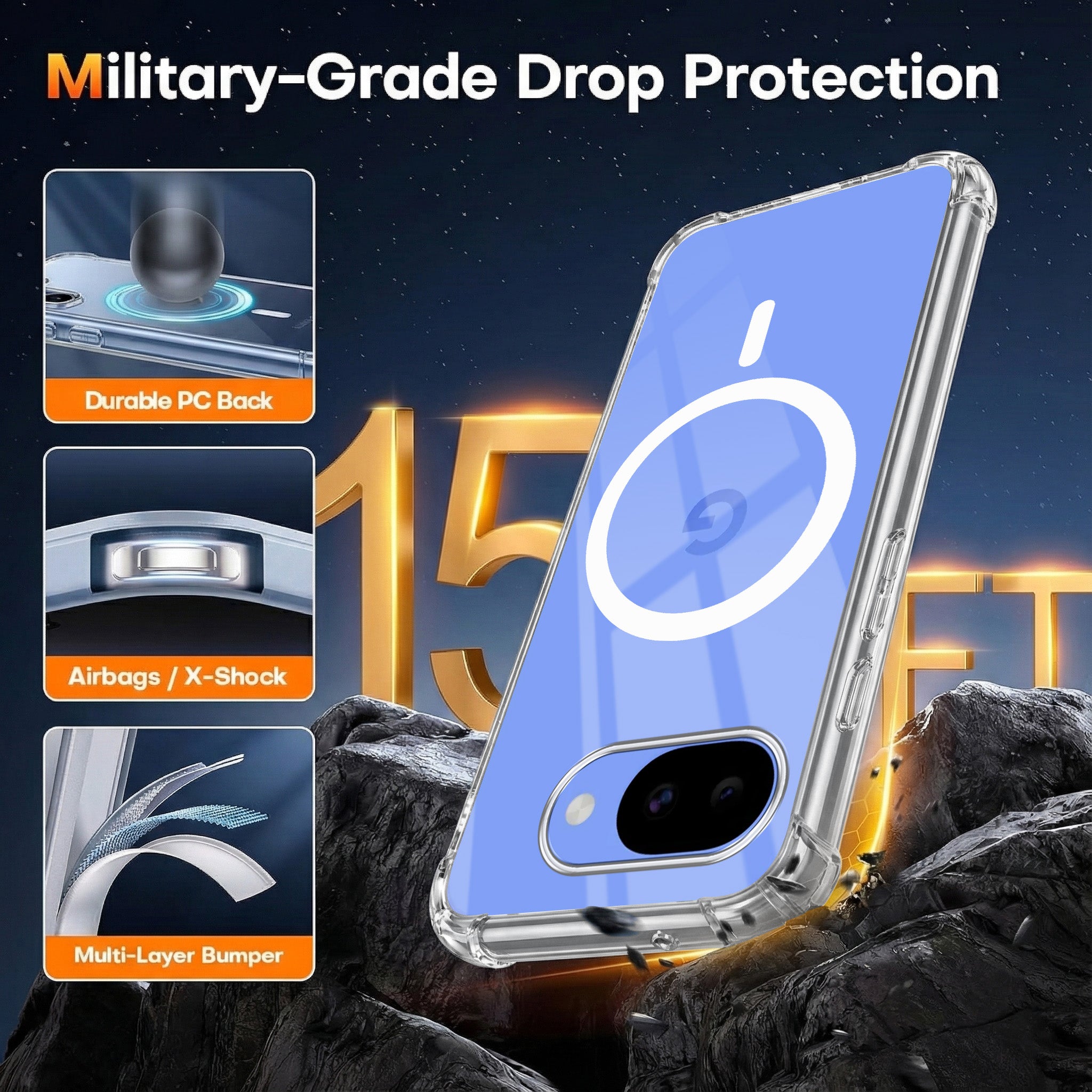 For Google Pixel 10a Back Cover Shockproof Crystal-Clear (Magsafe Wireless Support | Drop & Camera Protection | Hard Polycarbonate)