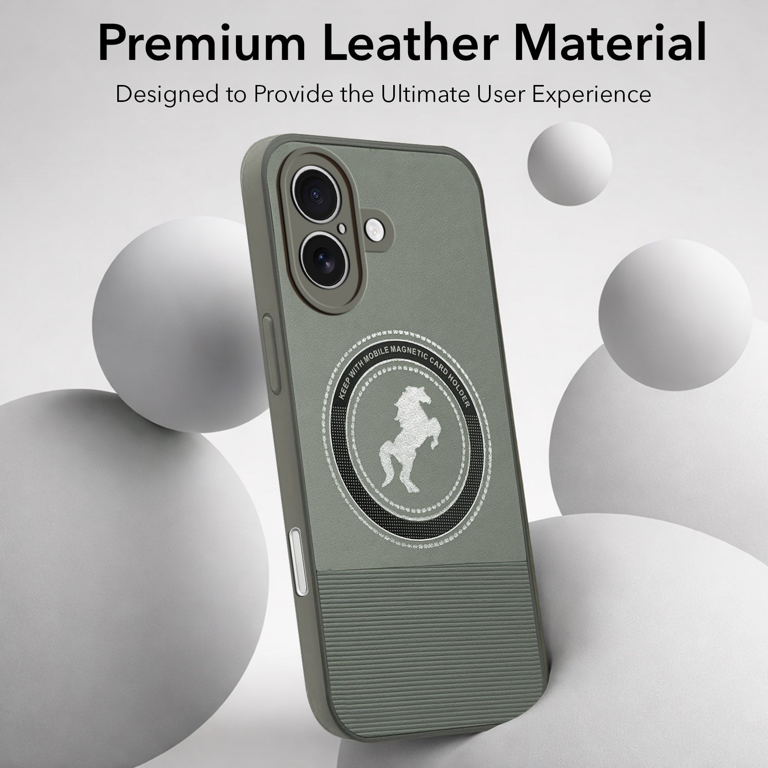 For Apple iPhone 16 Plus PU Back Cover Case Leather Finish (Professional Minimalist Texture | MagSafe Compatile | Camera Protection | Sleek Sober Formal)