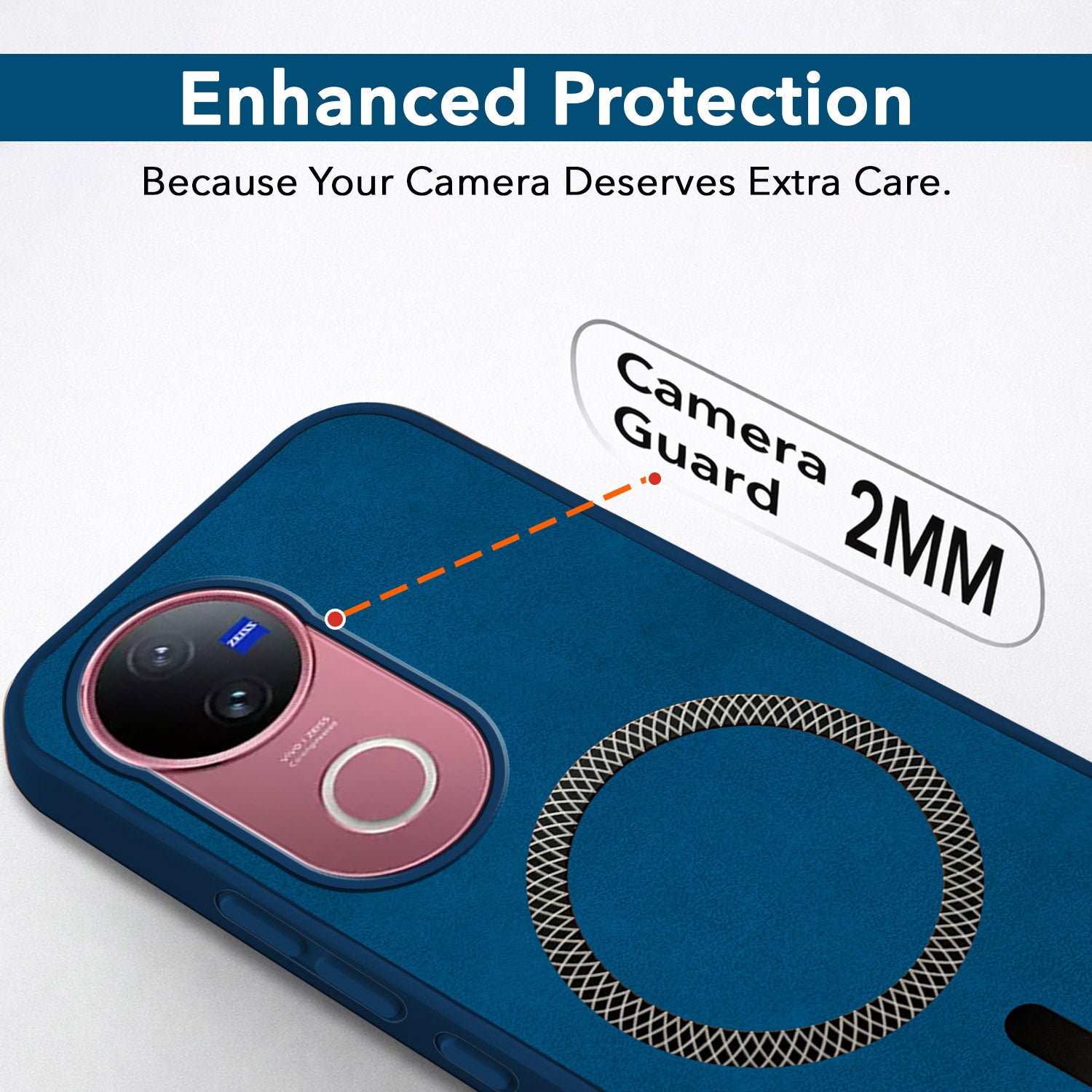 For Vivo V50 | Vivo V50e Back Cover Case Leather Finish (MagSafe Compatible Wireless Charging | Soft Touch | Camera Bump Protection)