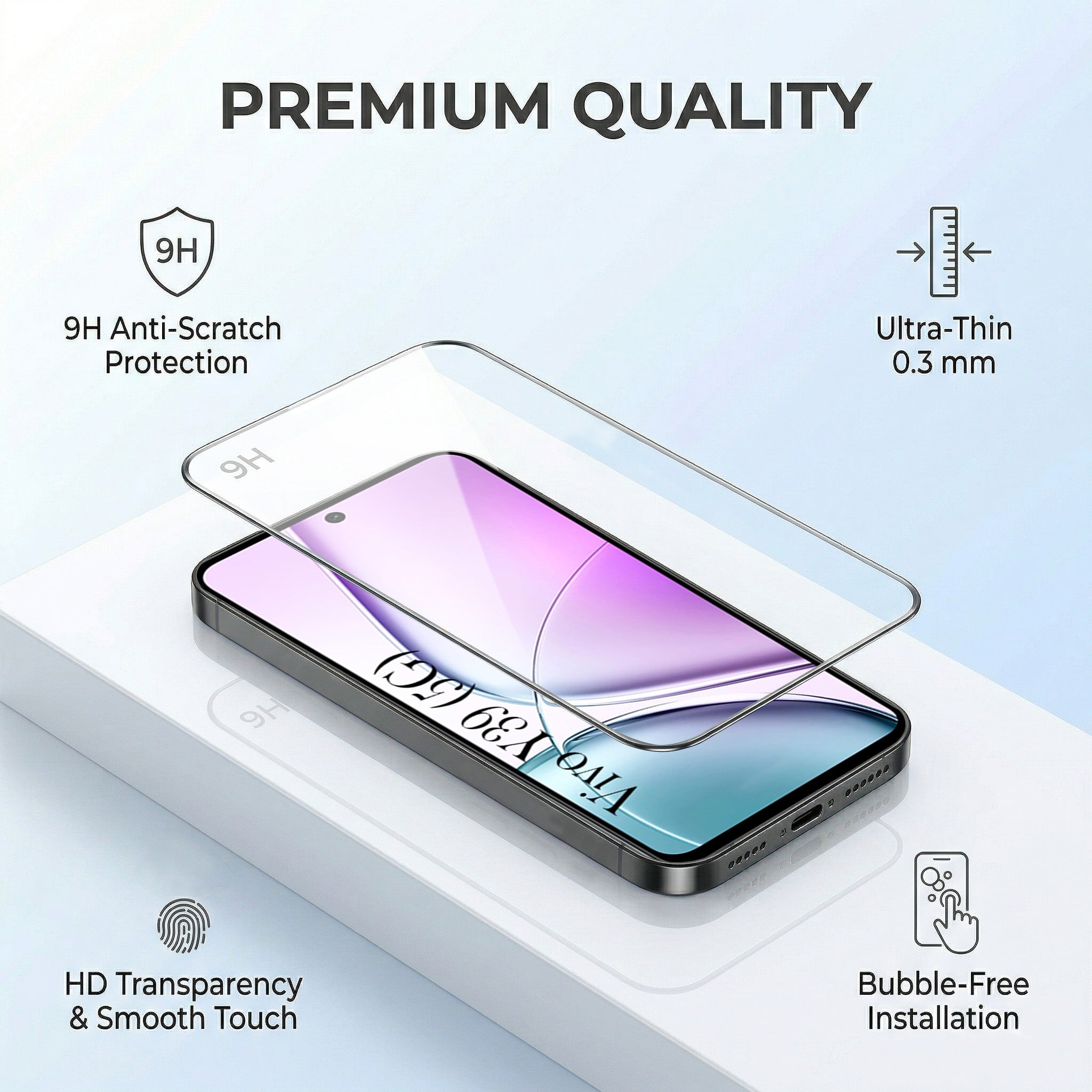 For Vivo Y39 Combo with Back Cover and 9H Tempered Glass (Lifetime Anti-Yellow | Crystal Clear Shockproof | Oleophobic Coating Screen Glass)