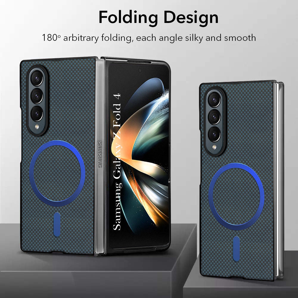 For Samsung Galaxy Z Fold 4 5G Back Cover Case (MagSafe Wireless Charging Compatible | Hexa Leather Finish | Inside Microfiber Cloth)
