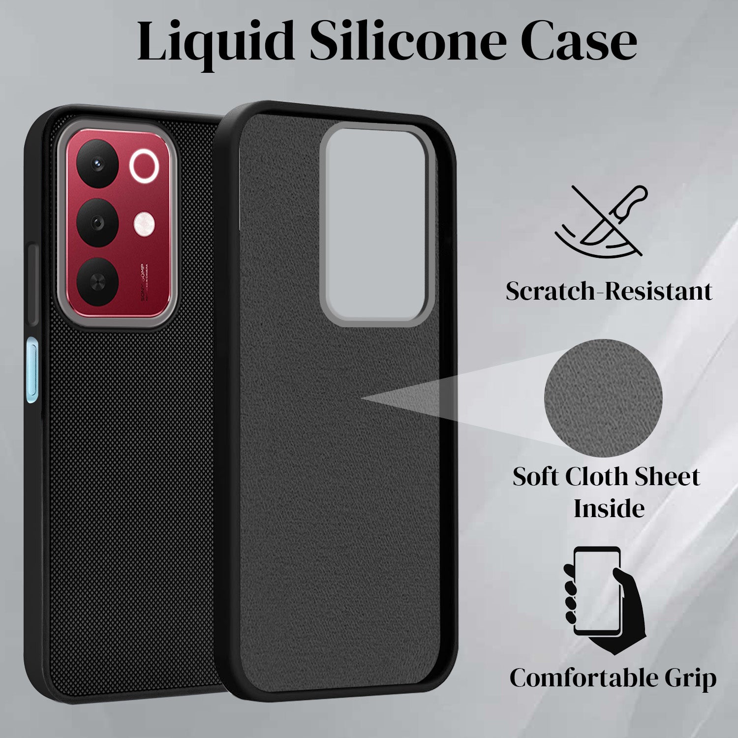 For Realme 15X Back Cover Case (Textured Grip Design | Micro-Fiber Cloth Inside | Slim and Light Weight | Soft Touch and Feel)
