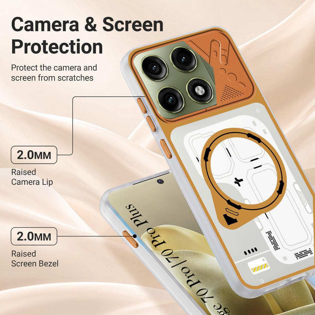For Motorola Edge 70 Pro | Edge 70 Pro Plus Metallic Back Cover Case (Metallic Camera Protection & Buttons | Translucent Milky Shade | Hard Polycarbonate)