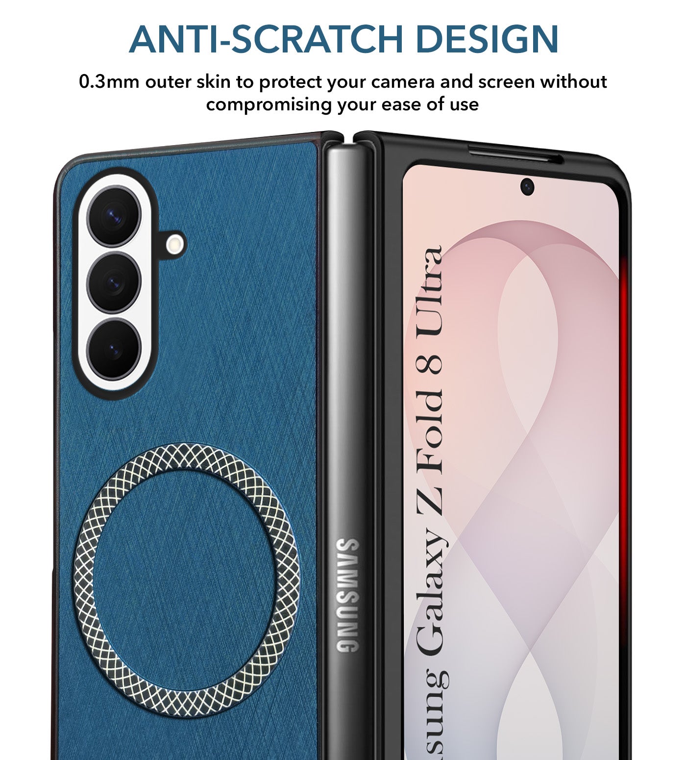 For Samsung Galaxy Z Fold 8 Ultra Back Cover Case Leather Finish (MagSafe Wireless Charging Compatible | Sleek and Professional)
