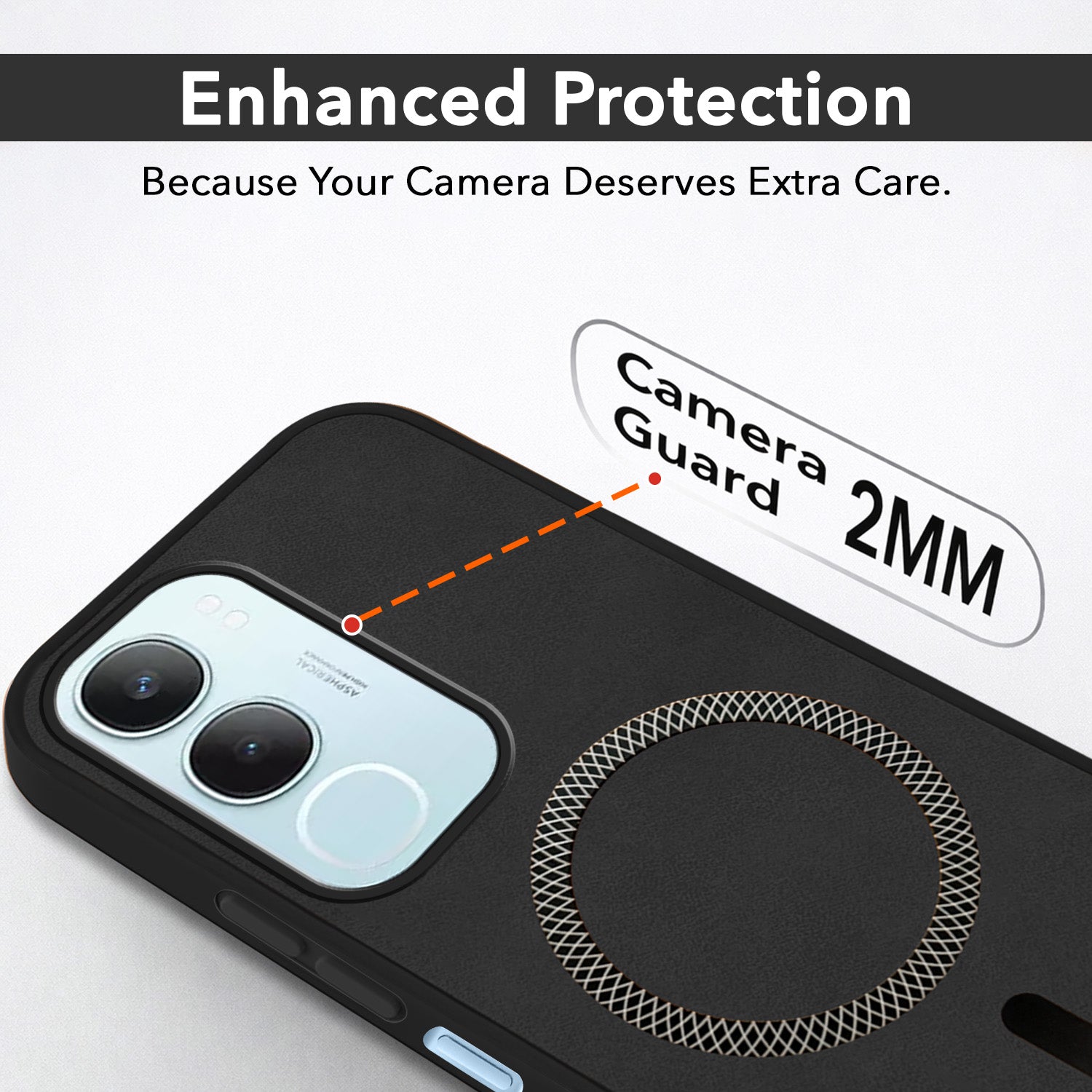 For Vivo Y29 Back Cover Case Leather Finish (MagSafe Compatible Wireless Charging | Soft Touch | Camera Bump Protection)