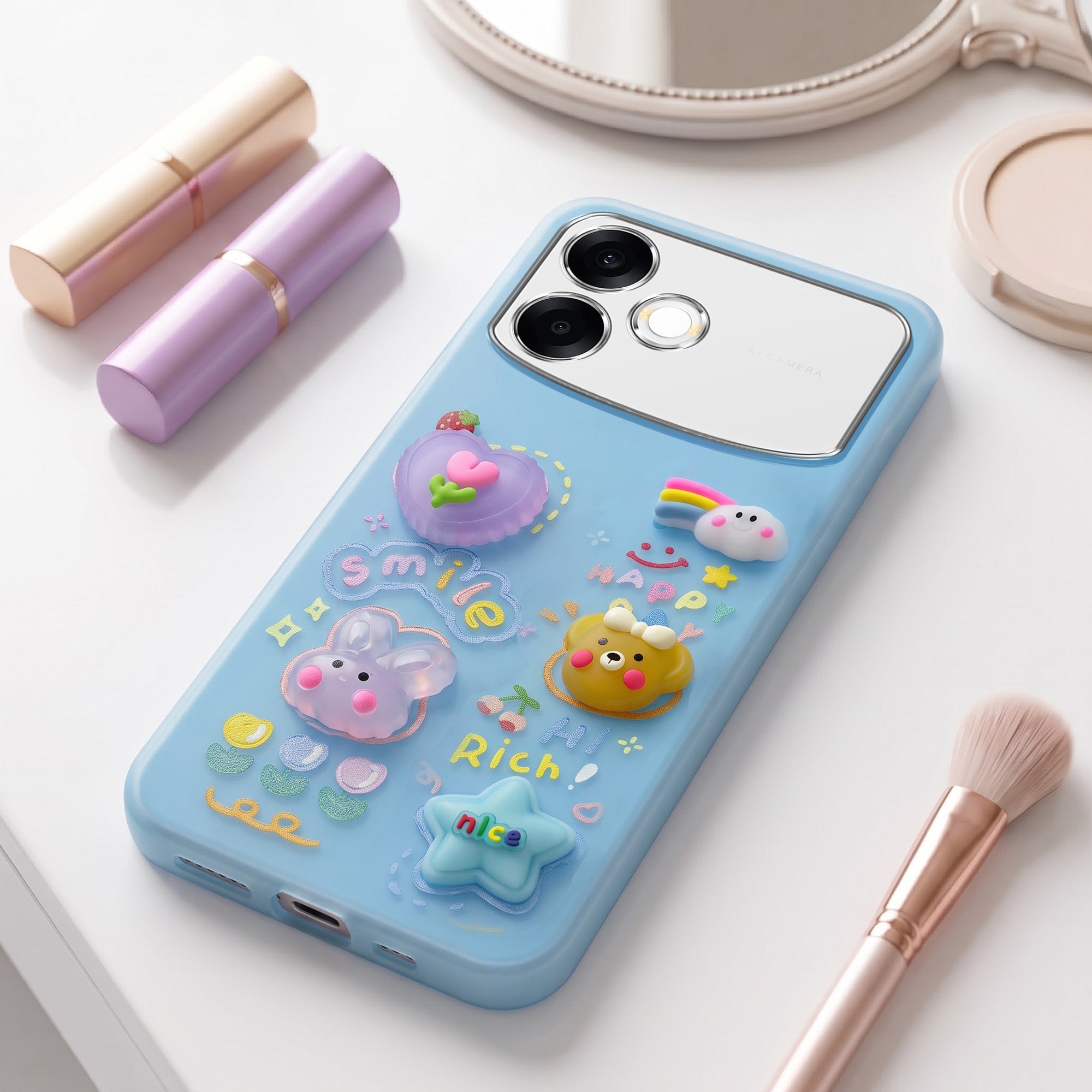 For Oppo F33 Pro 5G Back Cover Case (3D Cute Cartoons | Hard Back Side Soft | Matte Premium Finish | HD Printing)