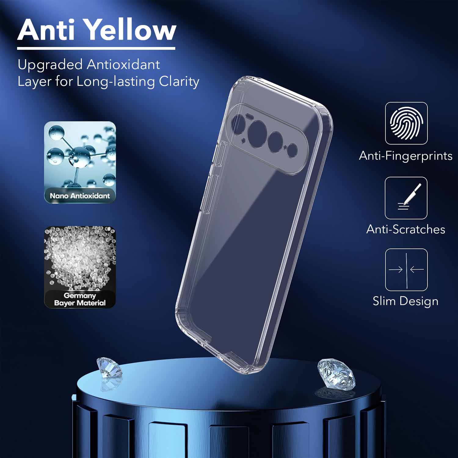 For Google Pixel 11 Pro XL Back Cover Case Lifetime Anti-Yellow Clear (Sleek Hard Crystal | Shockproof and Camera Protection)