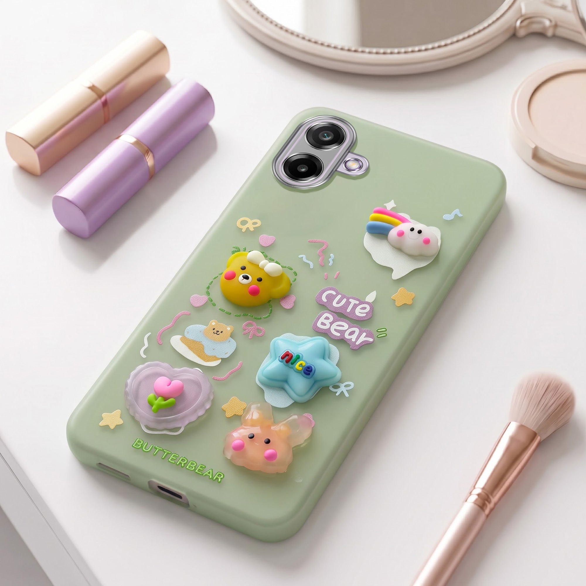 For Samsung Galaxy M17e Back Cover Case (3D Cute Cartoons | Hard Back Side Soft | Matte Premium Finish | HD Printing)