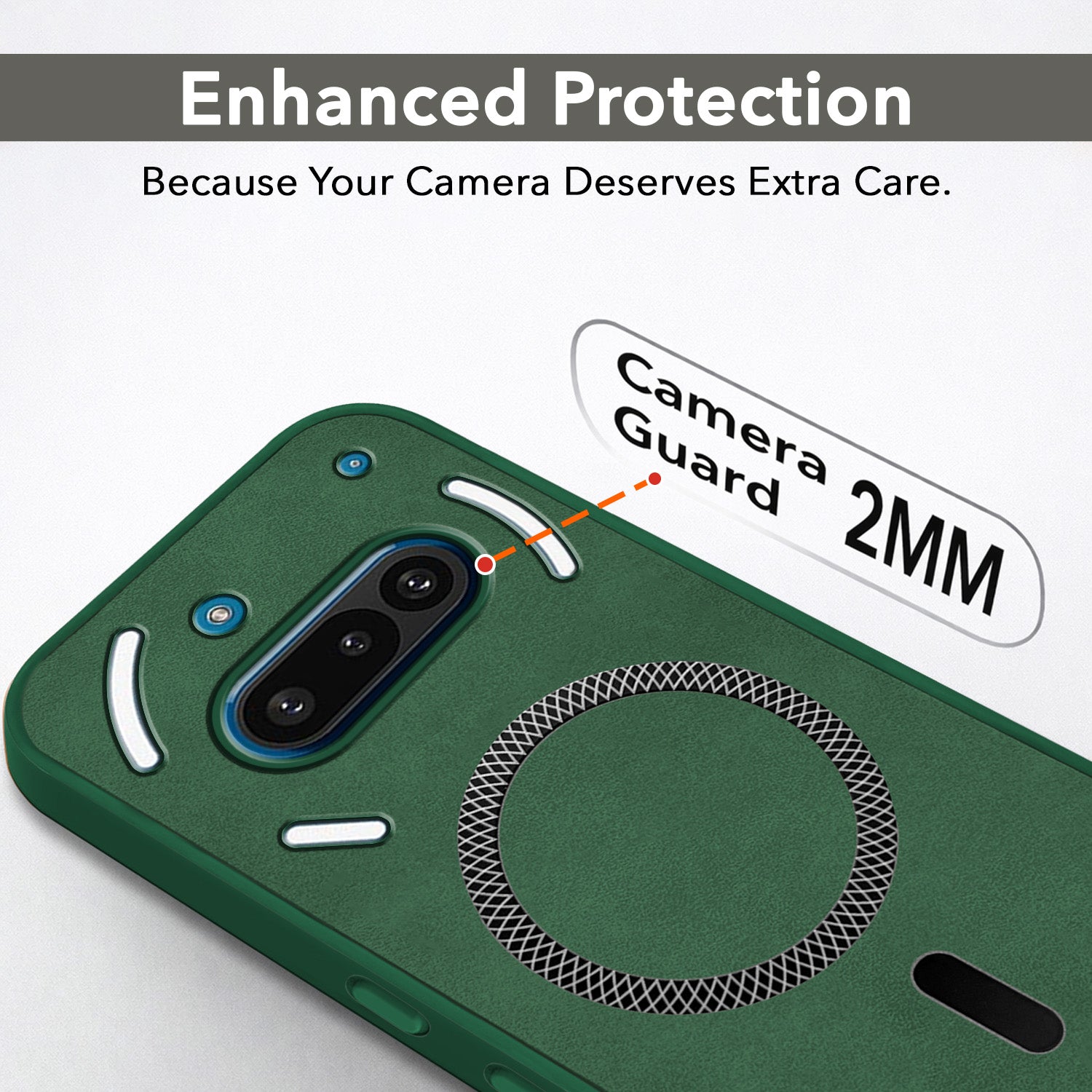 For Nothing Phone 3A 5G Back Cover Case Leather Finish (MagSafe Compatible Wireless Charging | Soft Touch | Camera Bump Protection)