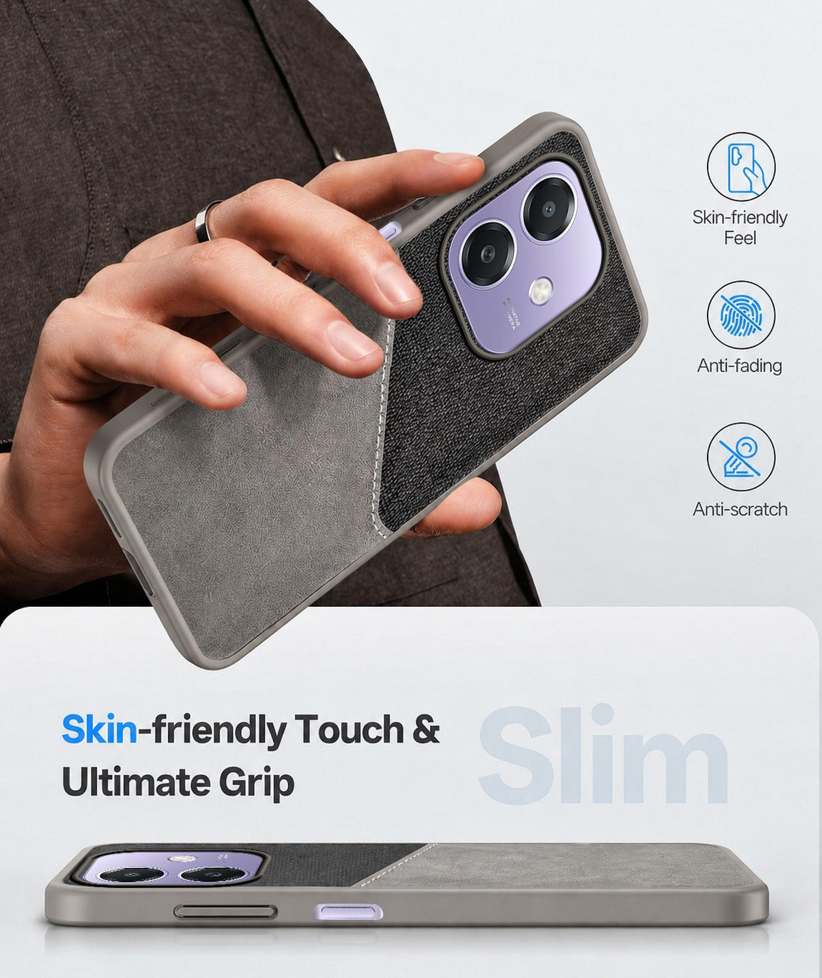 For Oppo A3X (4G/5G) | Oppo A3 5G Back Cover Case (Dual PU Leather Stitch | Professional Minimalist | Soft and Flexible)