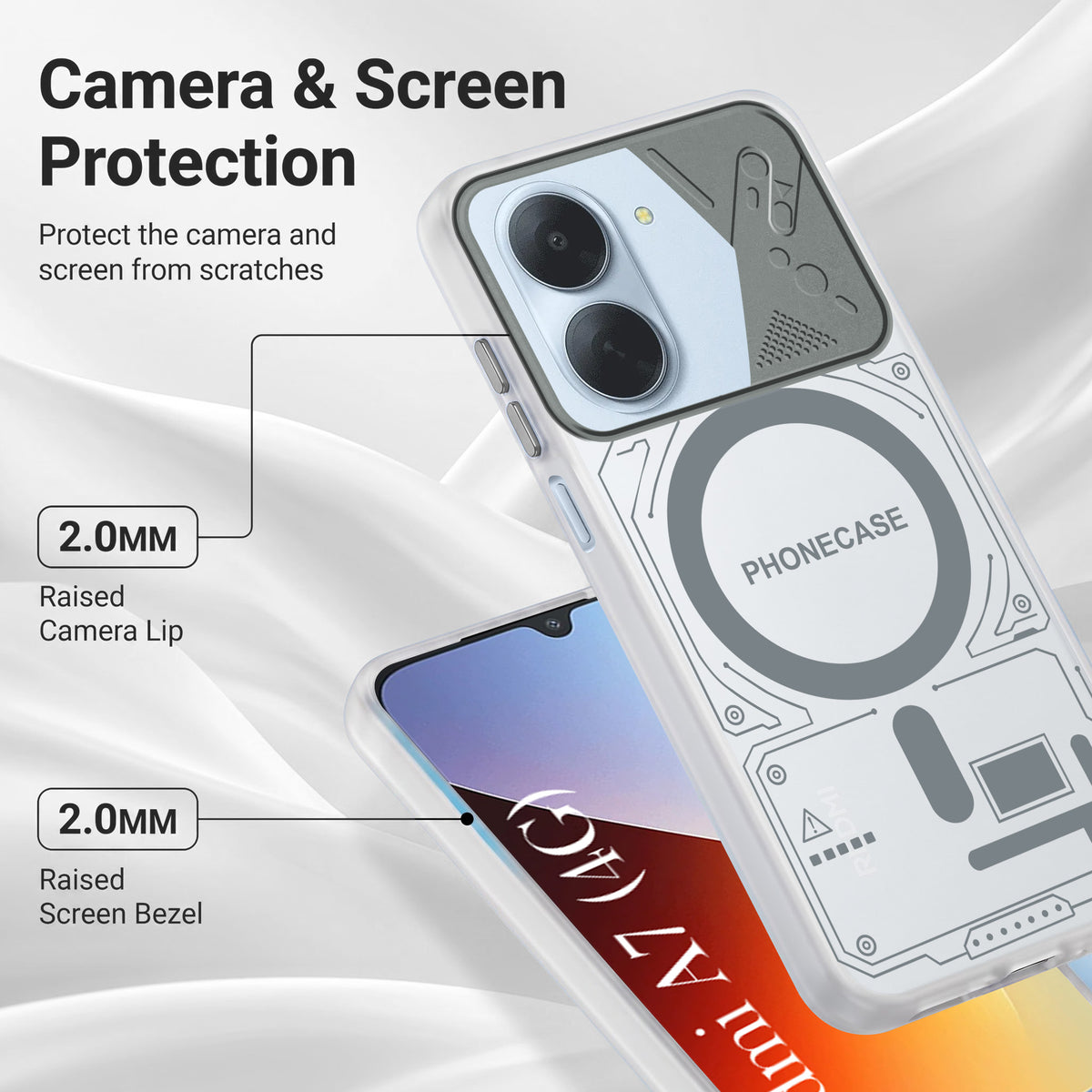 For Redmi A7 4G Metallic Back Cover Case (Metallic Camera Protection & Buttons | Translucent Milky Shade | Hard Polycarbonate)