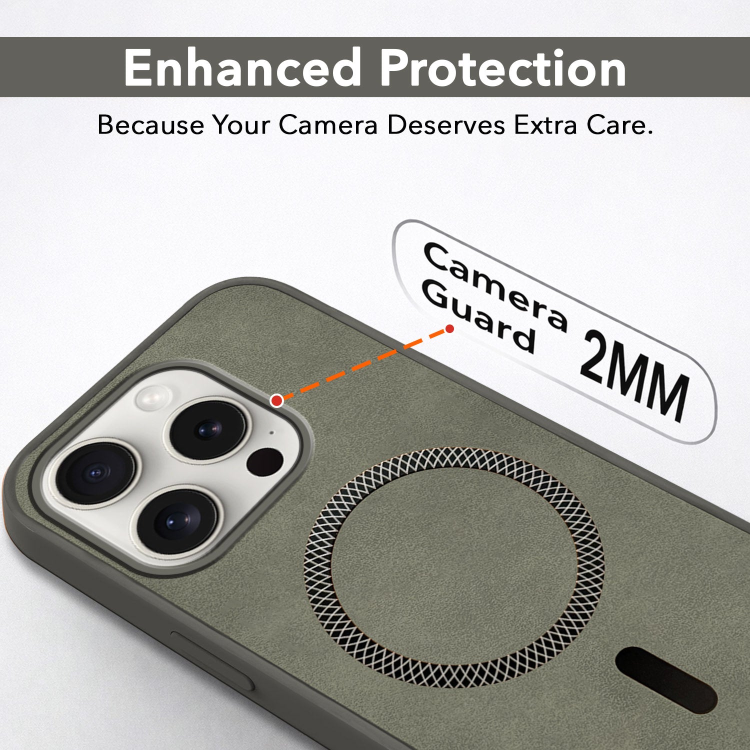 For Apple iPhone 15 Pro Back Cover Case Leather Finish (MagSafe Compatible Wireless Charging | Soft Touch | Camera Bump Protection)